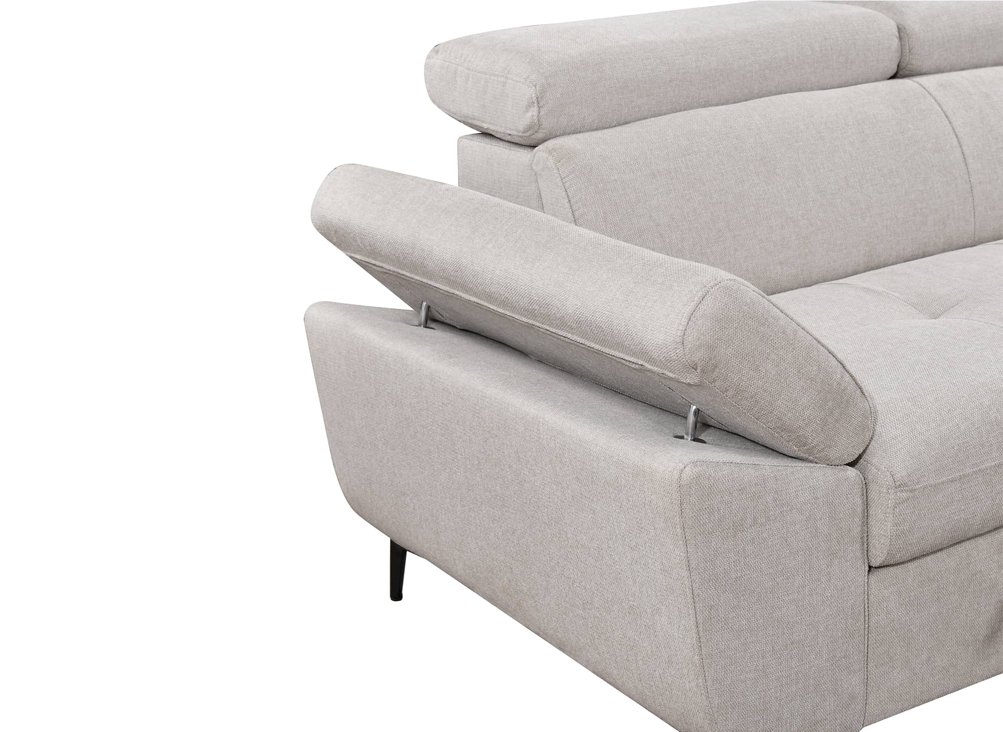 Canapé d'angle convertible en tissu beige MONICA - Angle droit