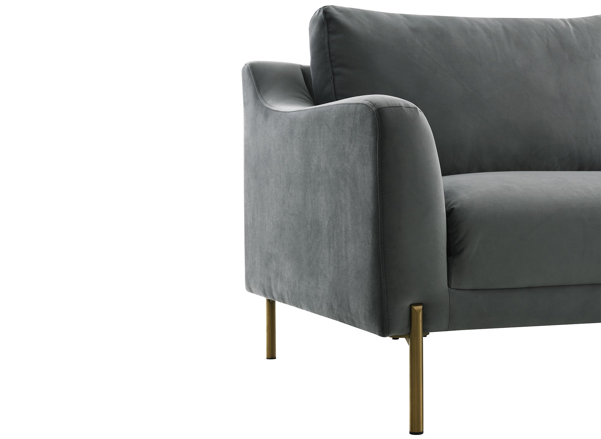 Canapé d'angle avec méridienne en velours gris CELINE - Angle Droit