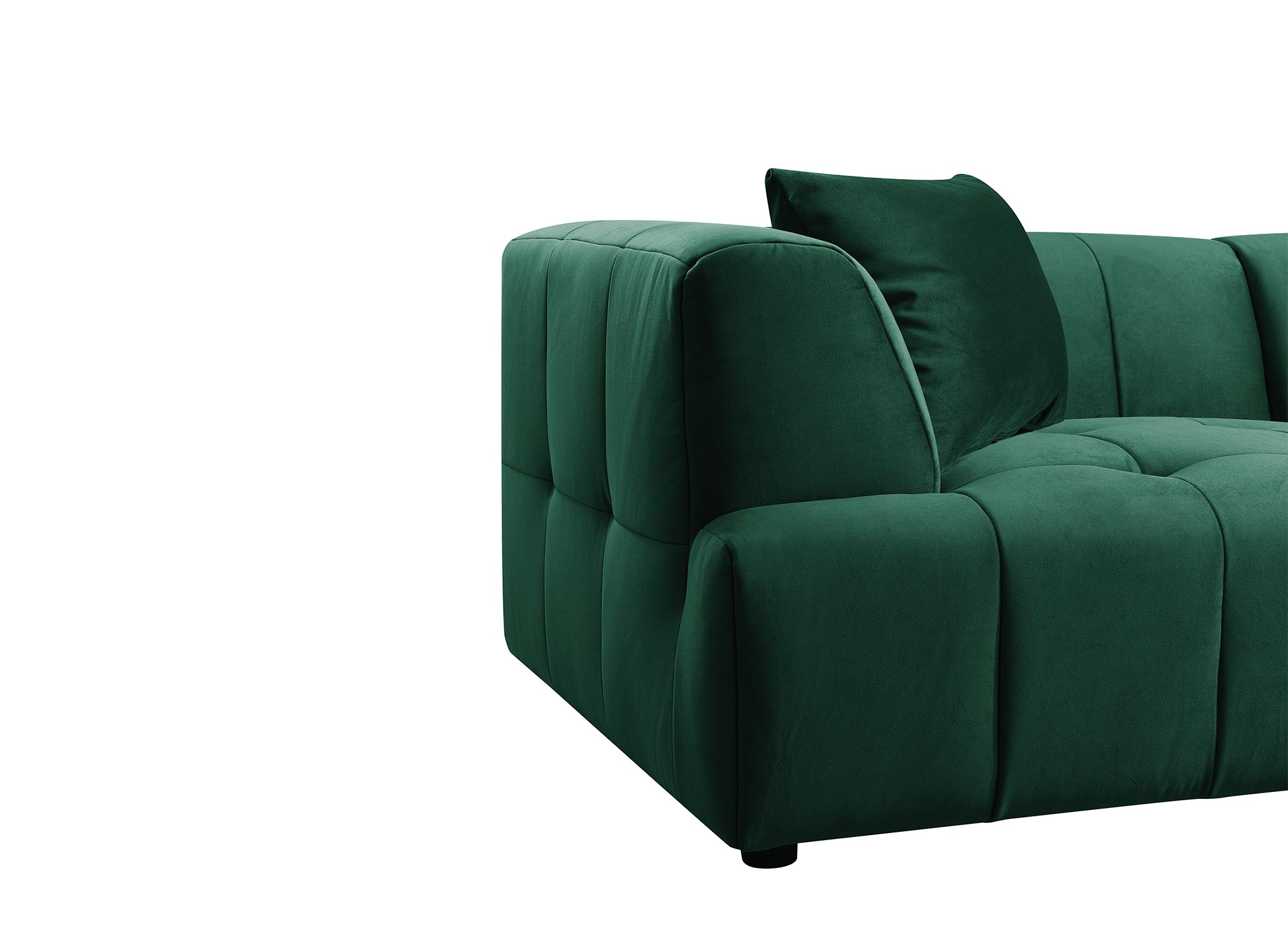 Canapé droit 3 places en velours vert KELIA