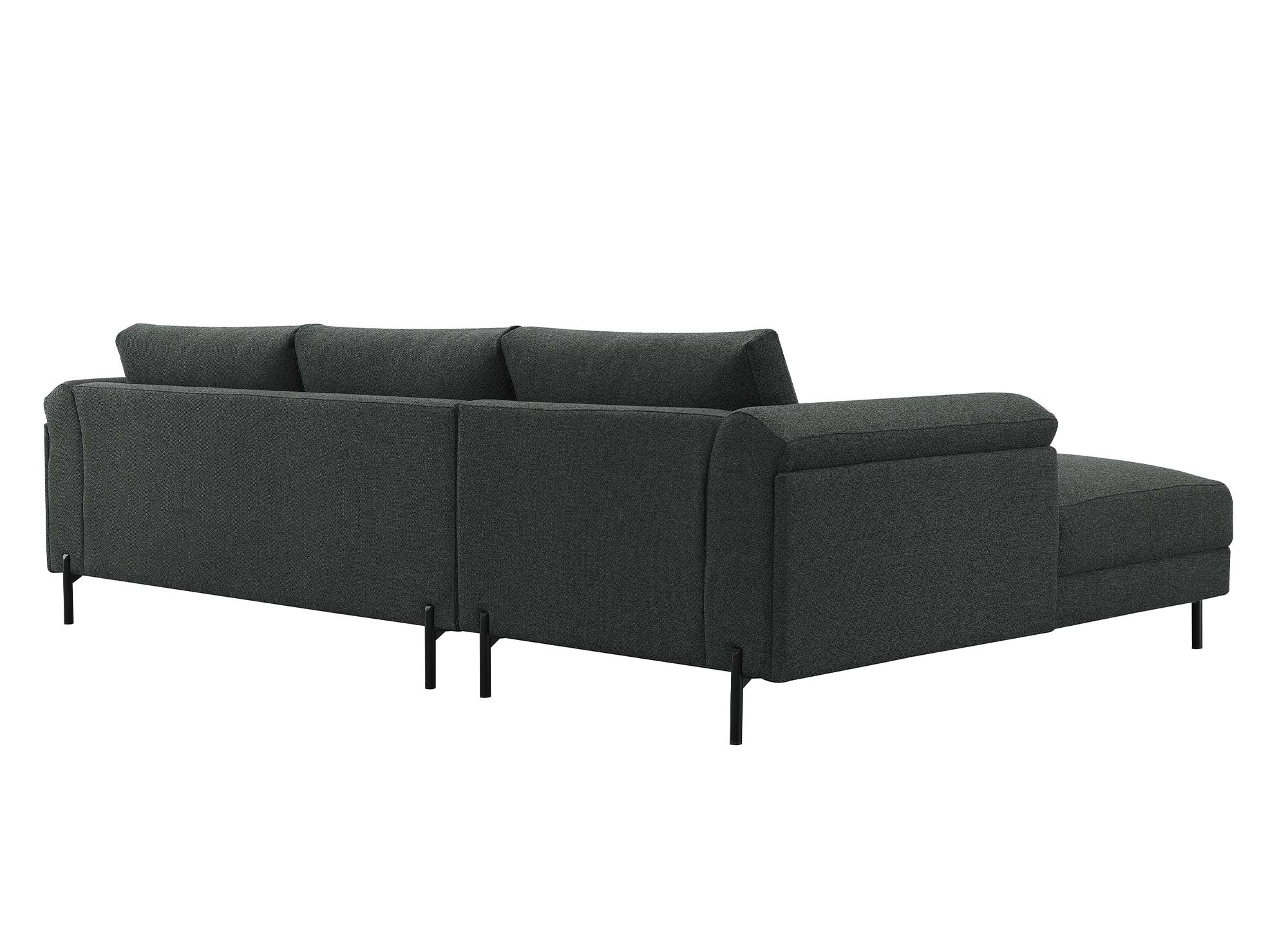 Canapé d'angle avec méridienne en tissu gris foncé LEIA - Angle Gauche