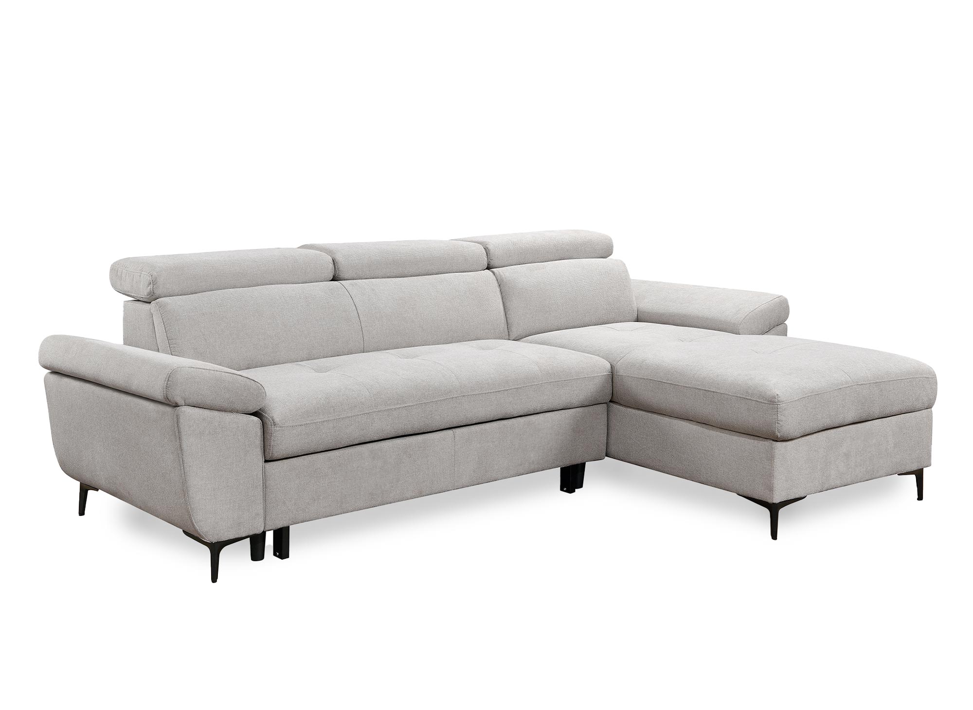 Canapé d'angle convertible en tissu beige MONICA - Angle droit