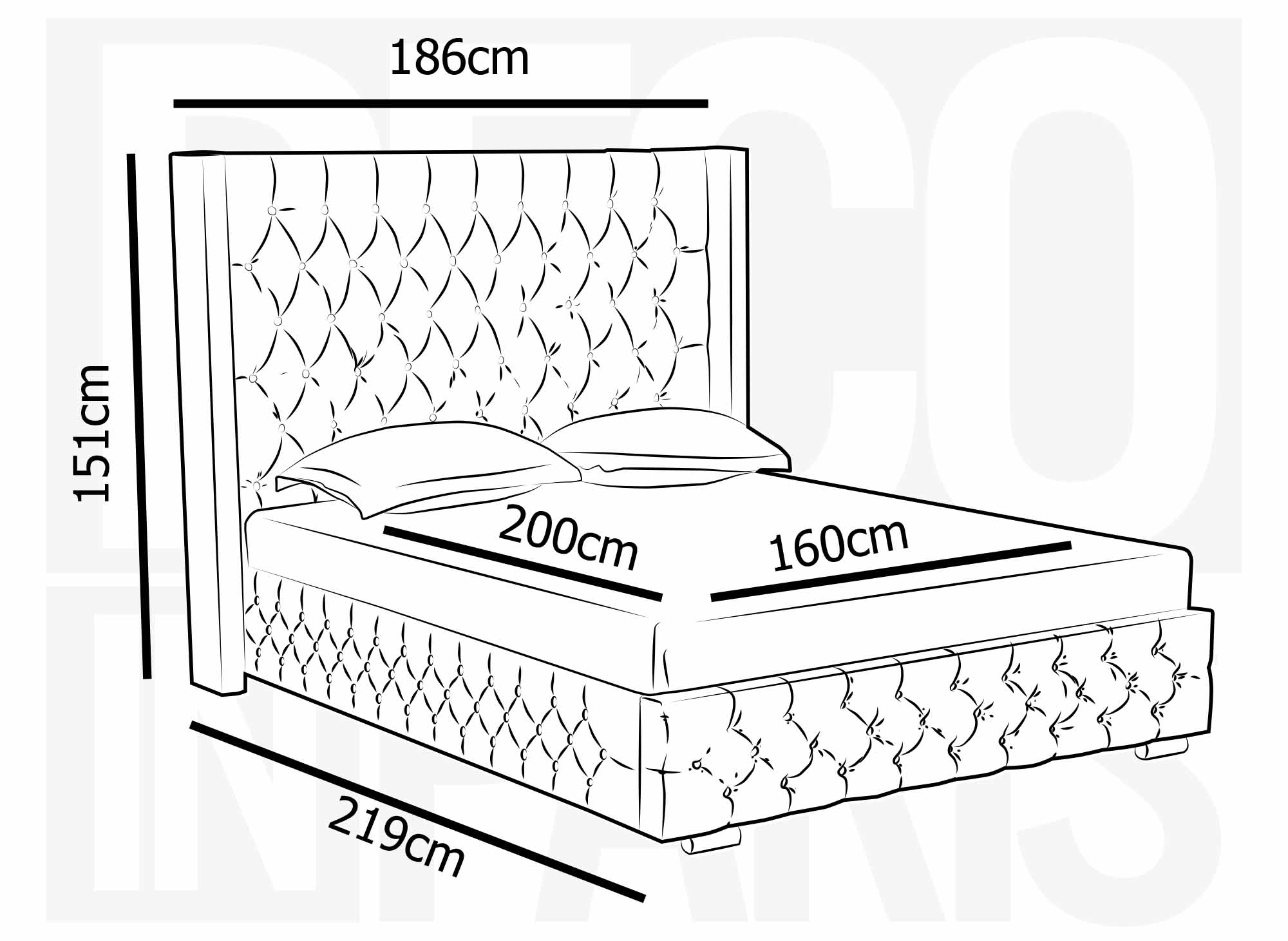 Lit coffre en velours beige 160X200 cm PERLA