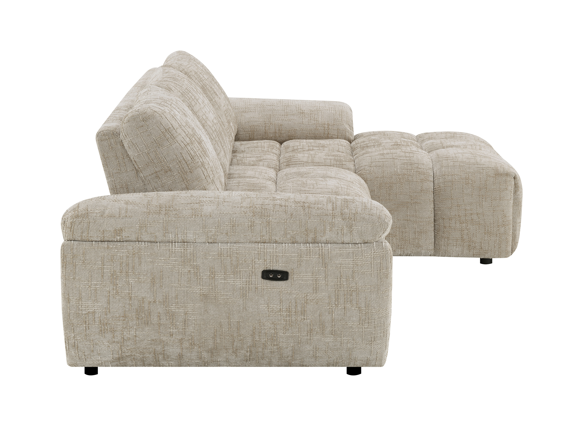 Canapé d’angle relax électrique en velours chiné taupe ALPES - Angle droit