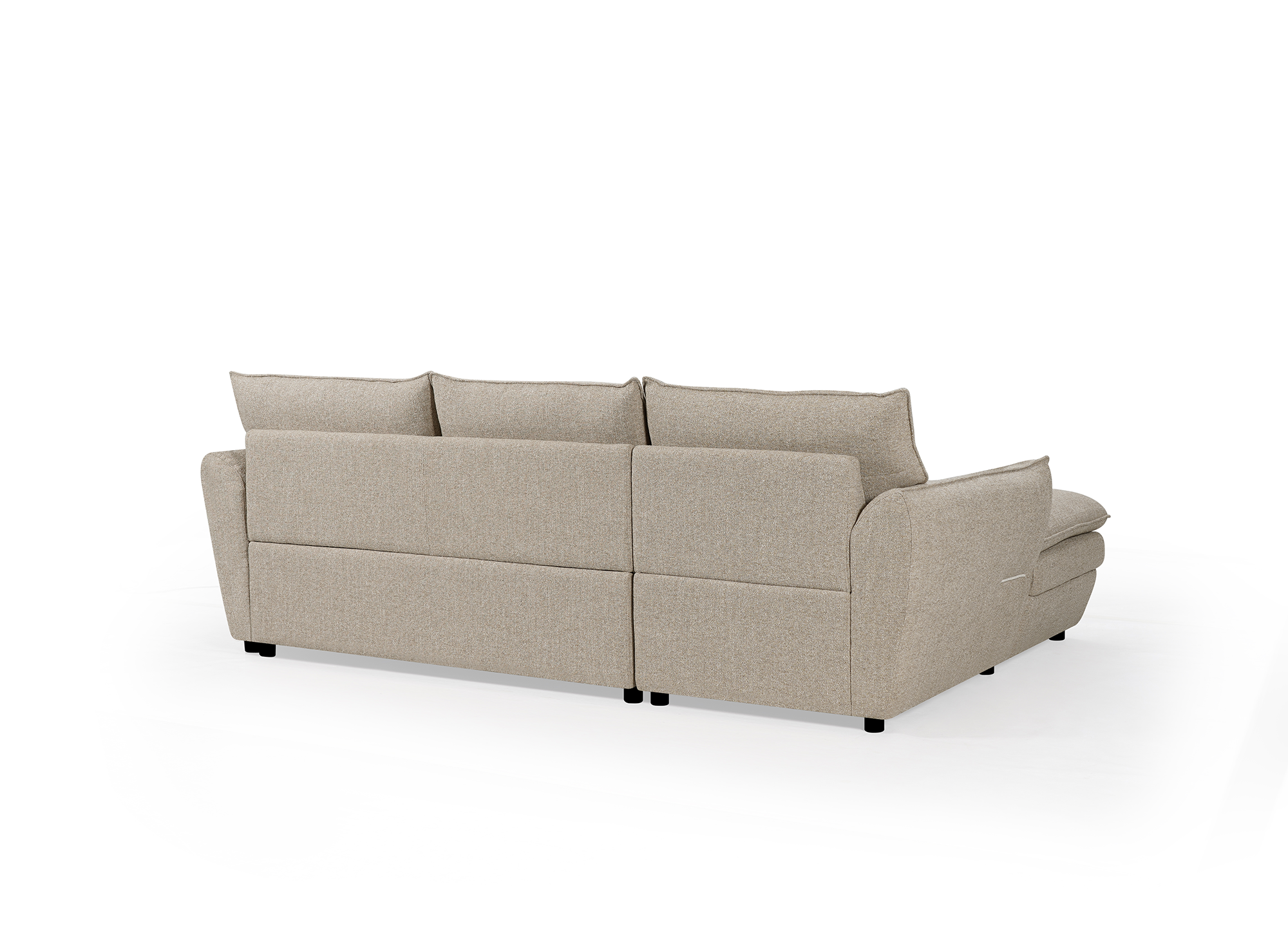 Canapé d'angle convertible avec coffre en tissu taupe CAPUCINE - Angle gauche
