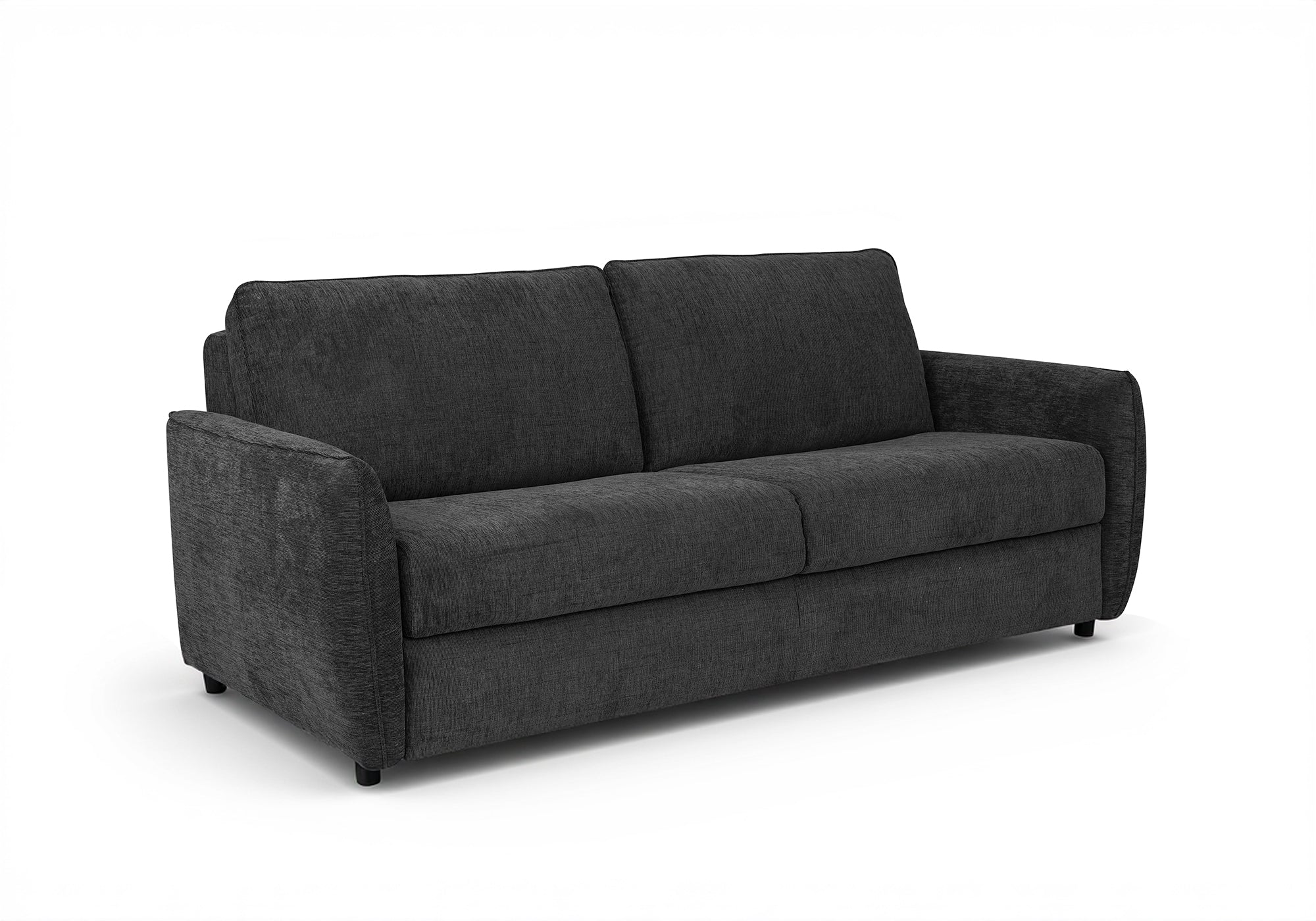 Canapé convertible 3 places en velours texturé gris foncé CHIARA