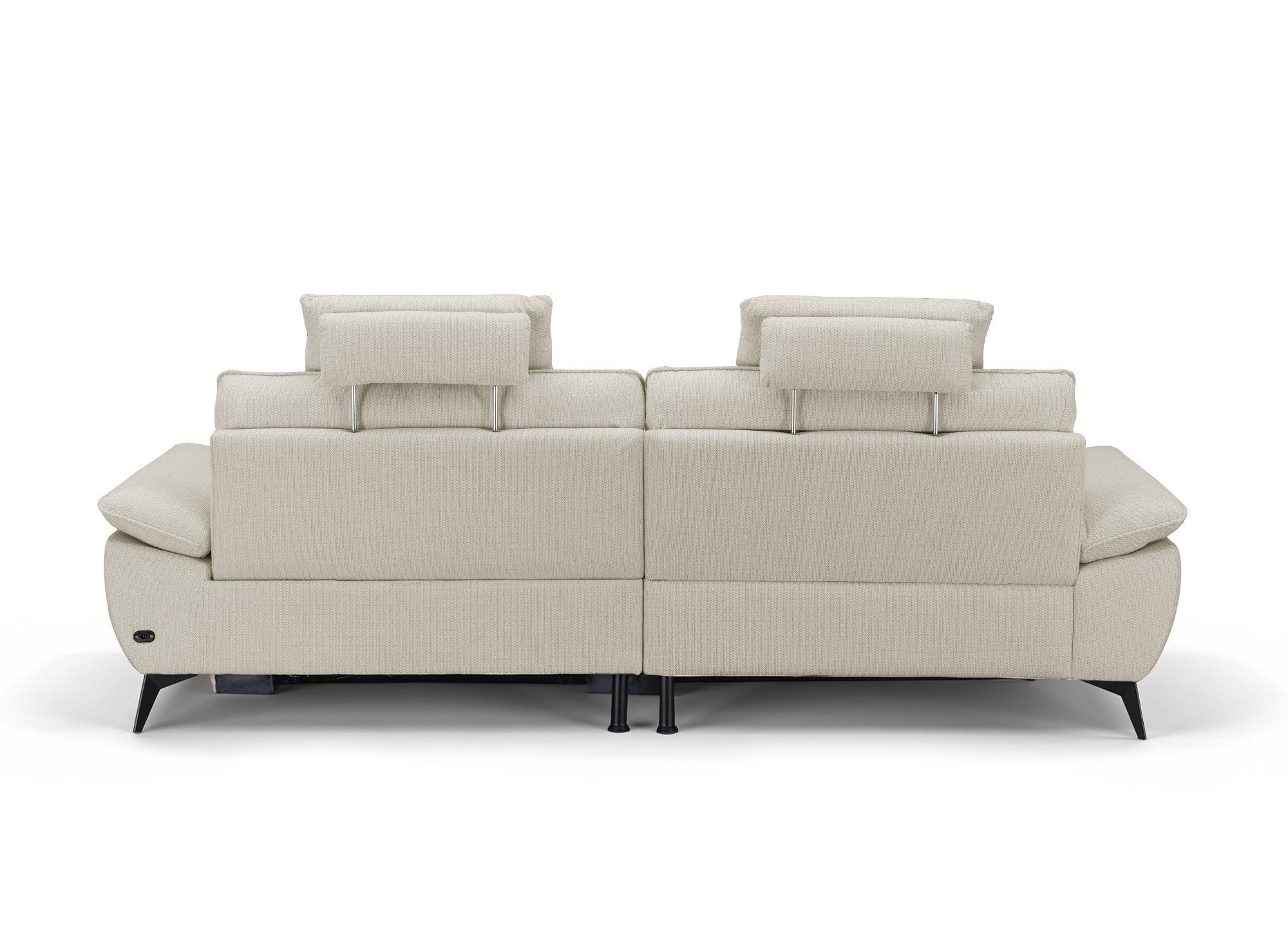 Canapé d’angle relax électrique en velours chiné beige LYANA - Angle gauche