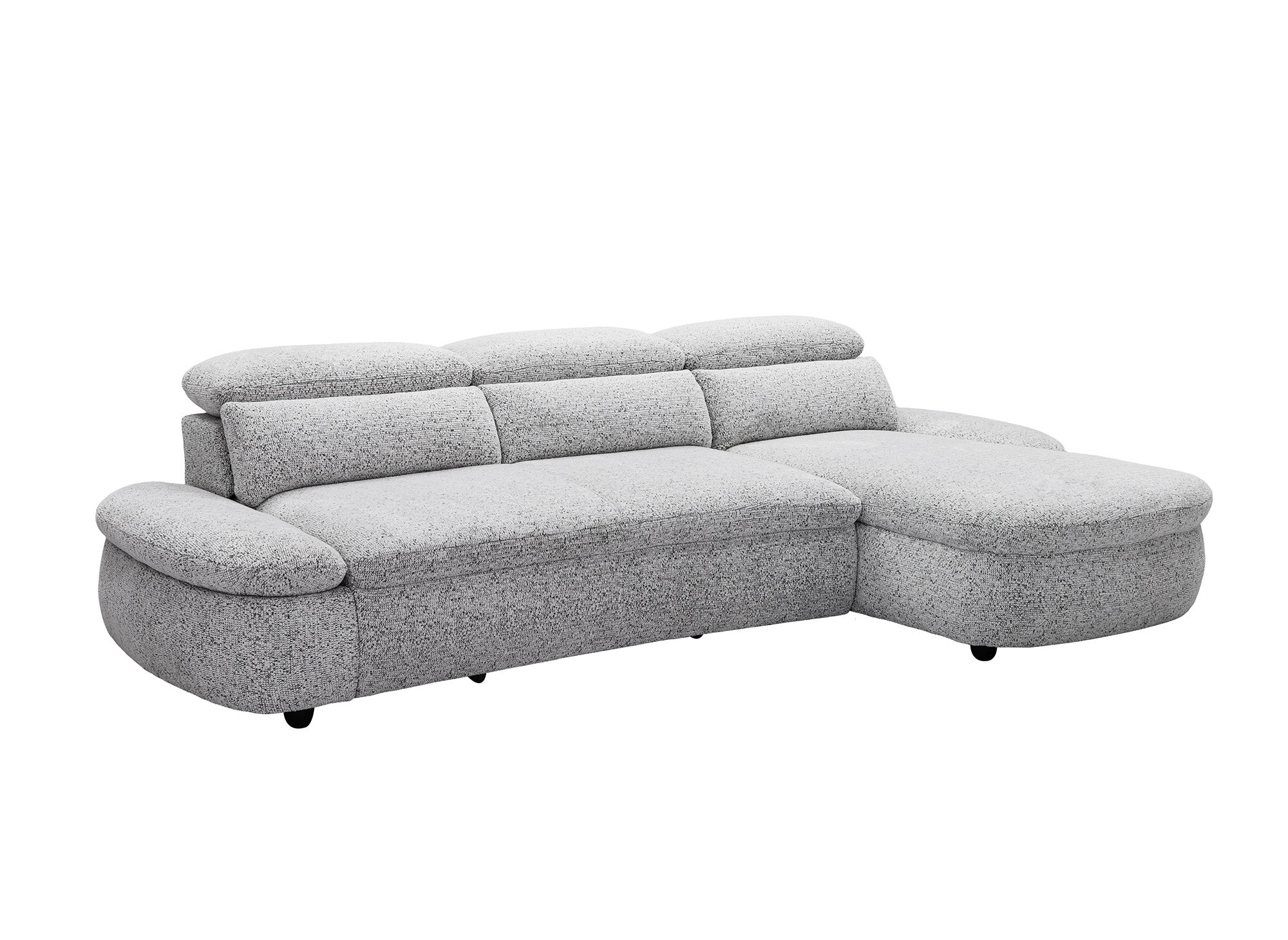 Canapé d'angle relax électrique en tissu bouclette gris CLEMENT - Angle droit