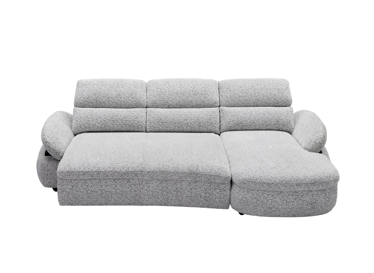 Canapé d'angle relax électrique en tissu bouclette gris CLEMENT - Angle droit