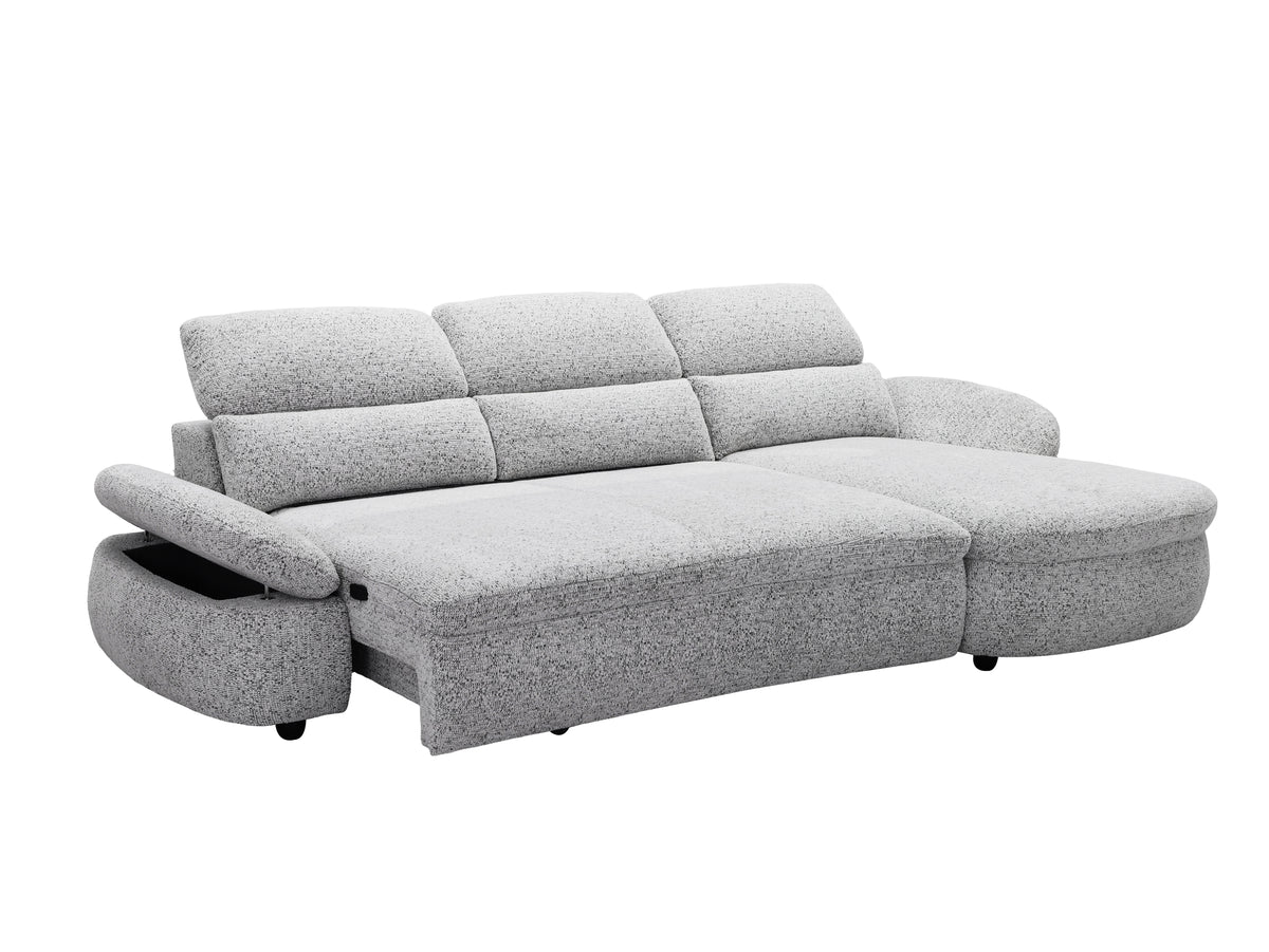 Canapé d'angle relax électrique en tissu bouclette gris CLEMENT - Angle droit