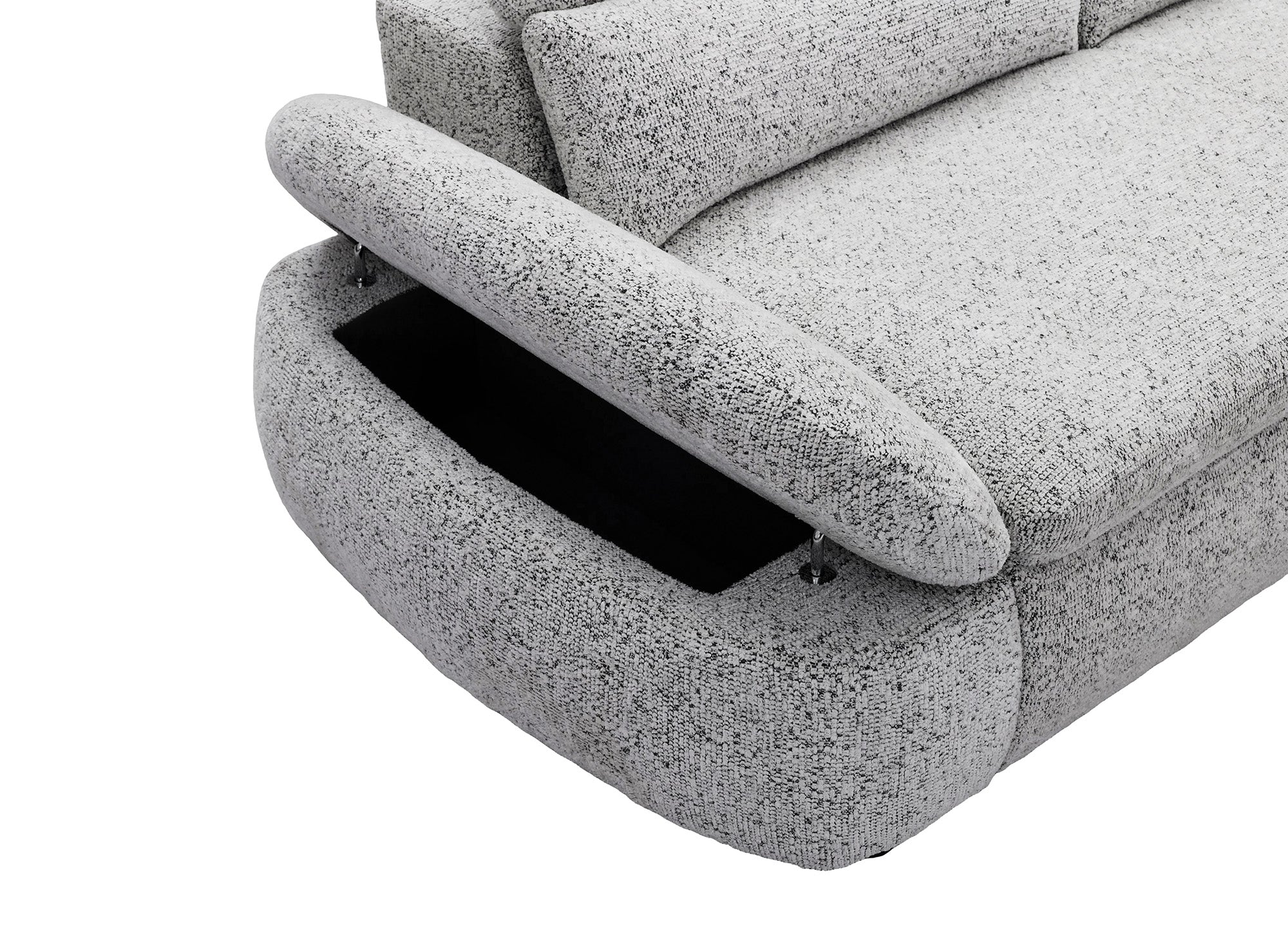 Canapé d'angle relax électrique en tissu bouclette gris CLEMENT - Angle droit