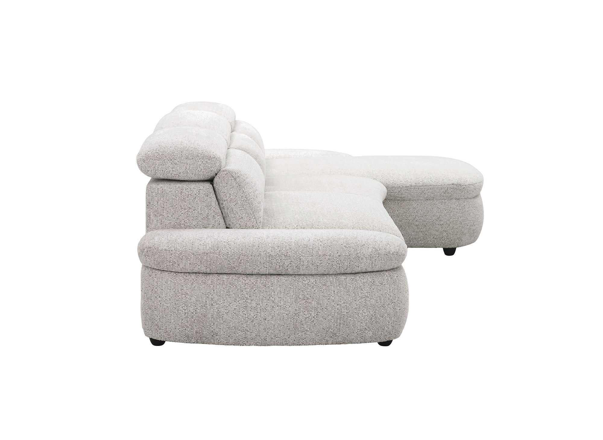 Canapé d'angle relax électrique en tissu bouclette beige CLEMENT - Angle droit