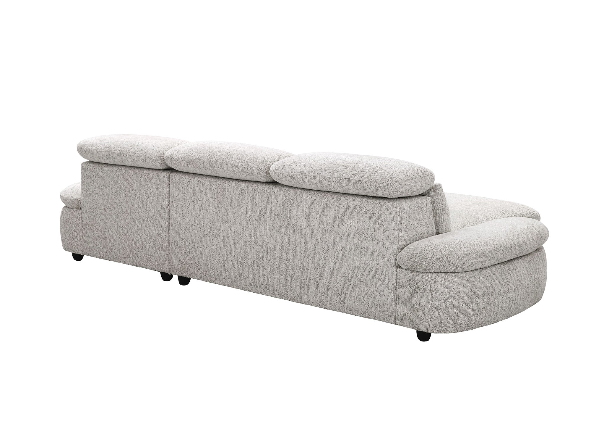 Canapé d'angle relax électrique en tissu bouclette beige CLEMENT - Angle droit