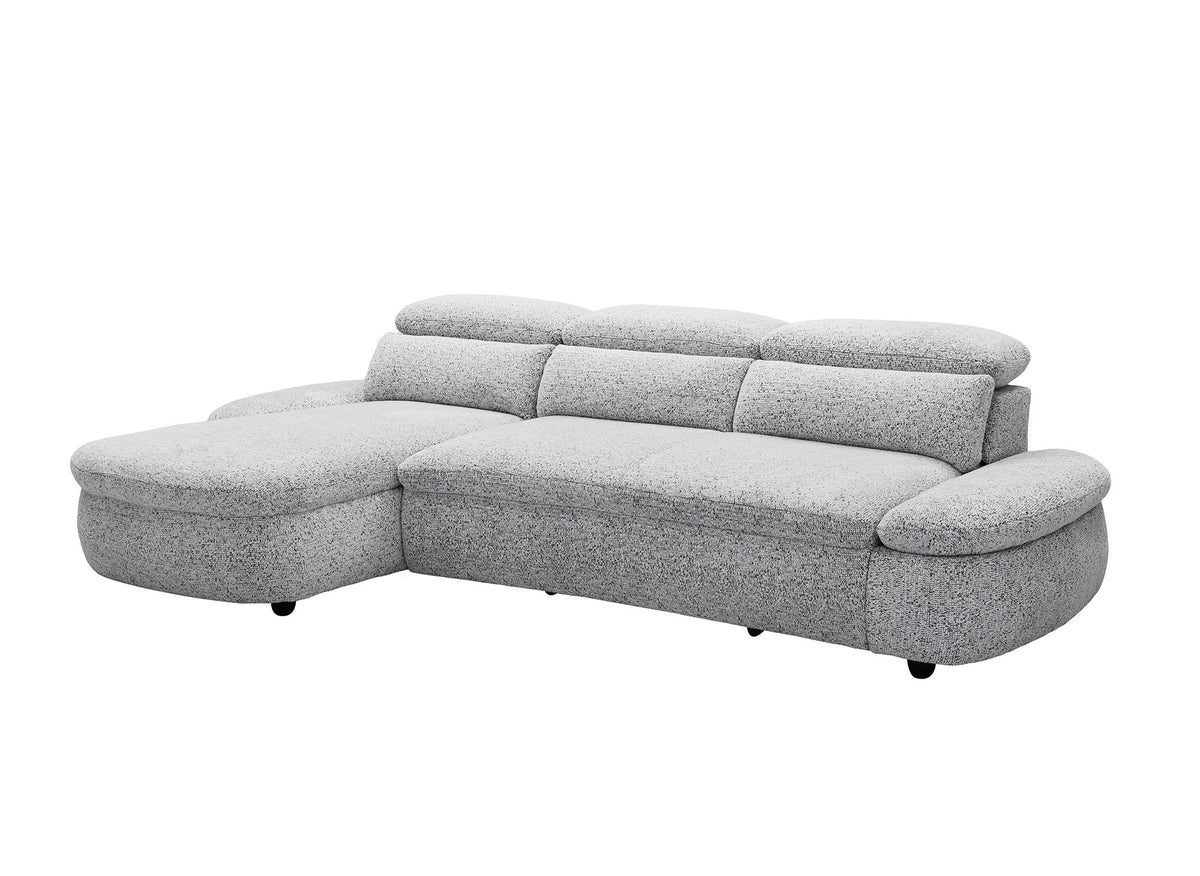 Canapé d'angle relax électrique en tissu bouclette gris CLEMENT - Angle gauche
