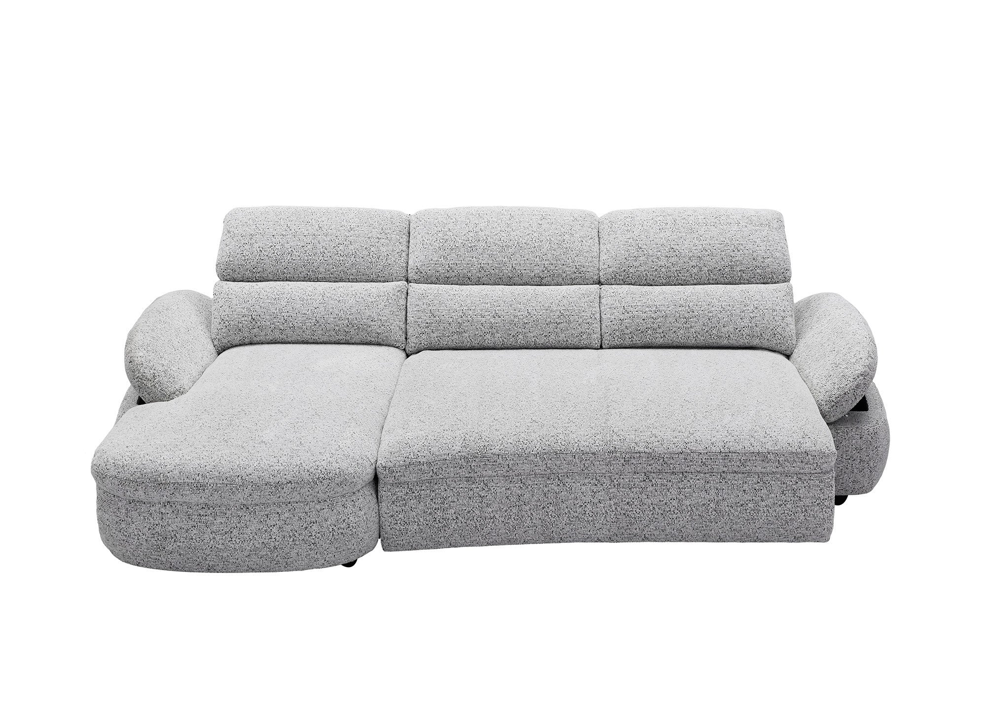 Canapé d'angle relax électrique en tissu bouclette gris CLEMENT - Angle gauche