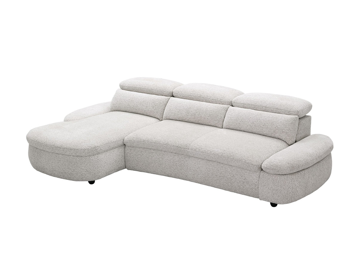 Canapé d'angle relax électrique en tissu bouclette beige CLEMENT - Angle gauche
