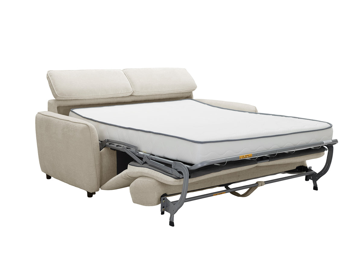 Canapé convertible express 3 places en tissu texturé beige JACINTHE