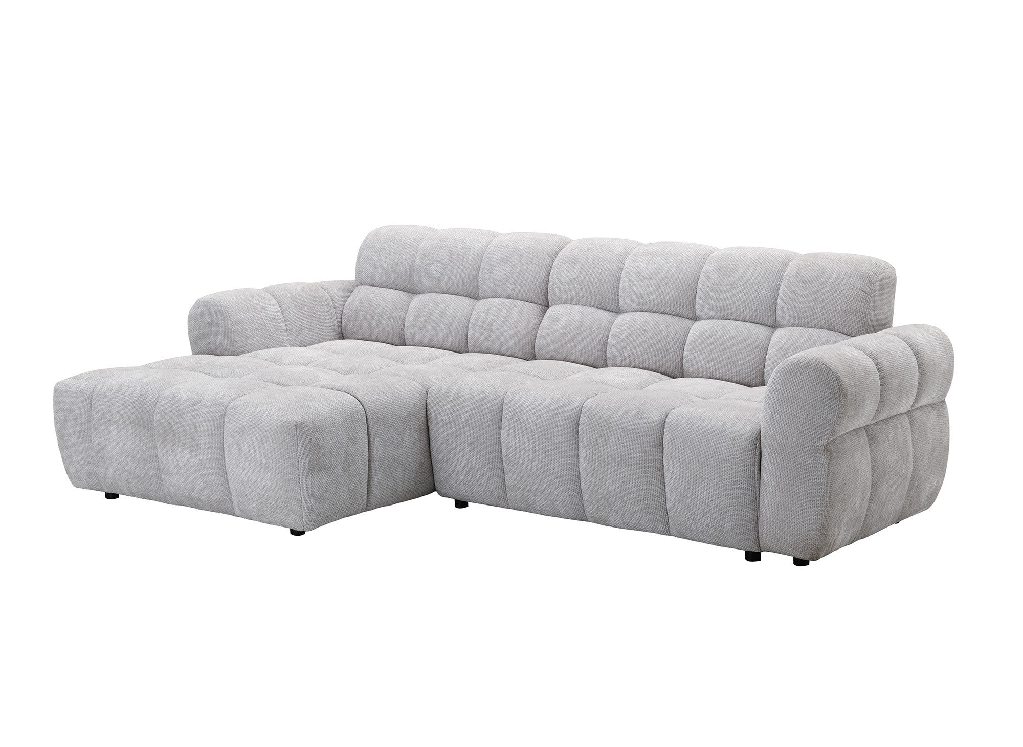 Canapé d'angle fixe en velours texturé gris clair JAROD - Angle gauche