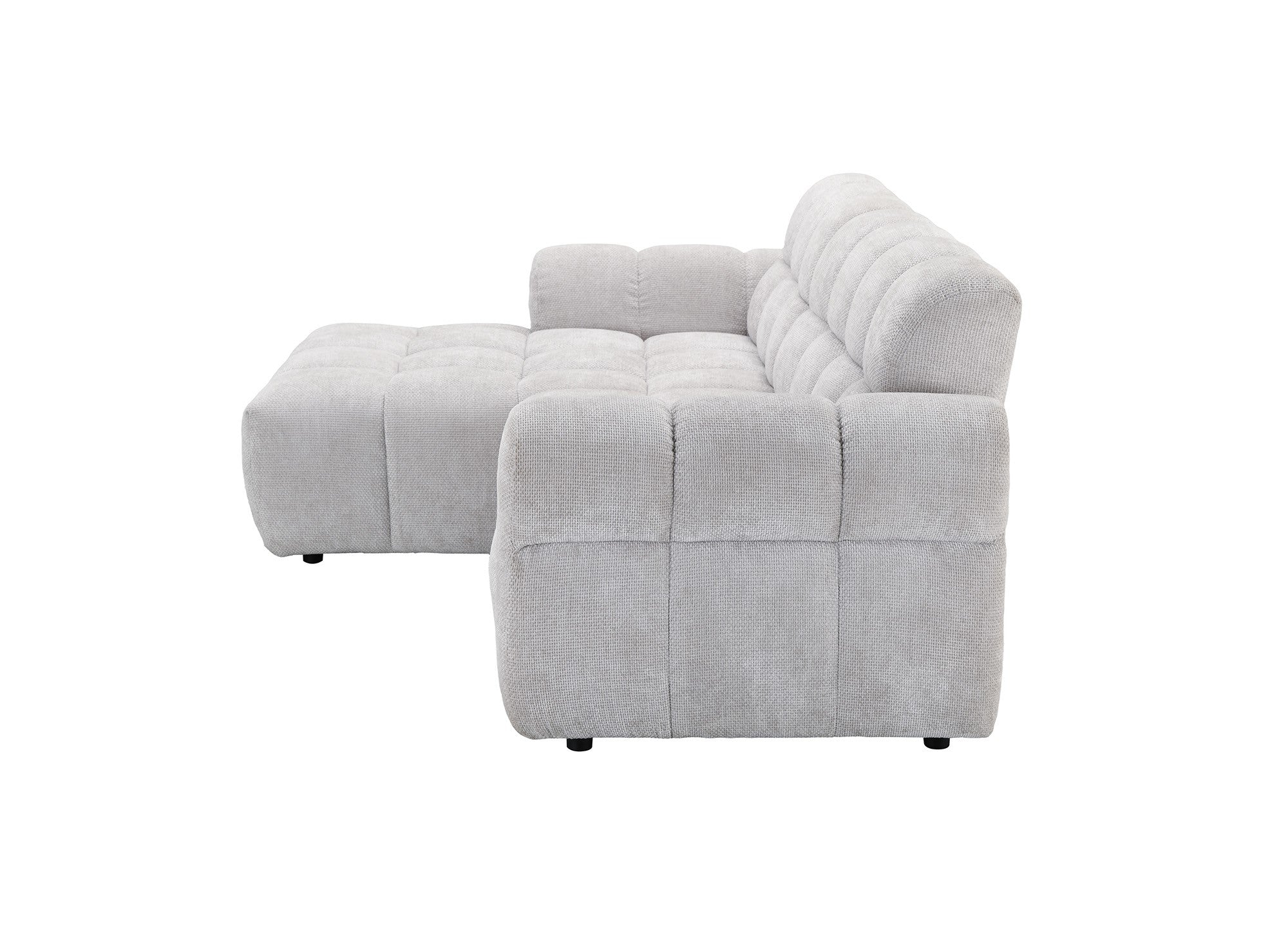 Canapé d'angle fixe en velours texturé gris clair JAROD - Angle gauche