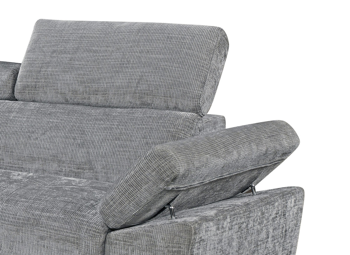 Canapé d'angle convertible en velours chiné gris foncé MONICA - Angle gauche