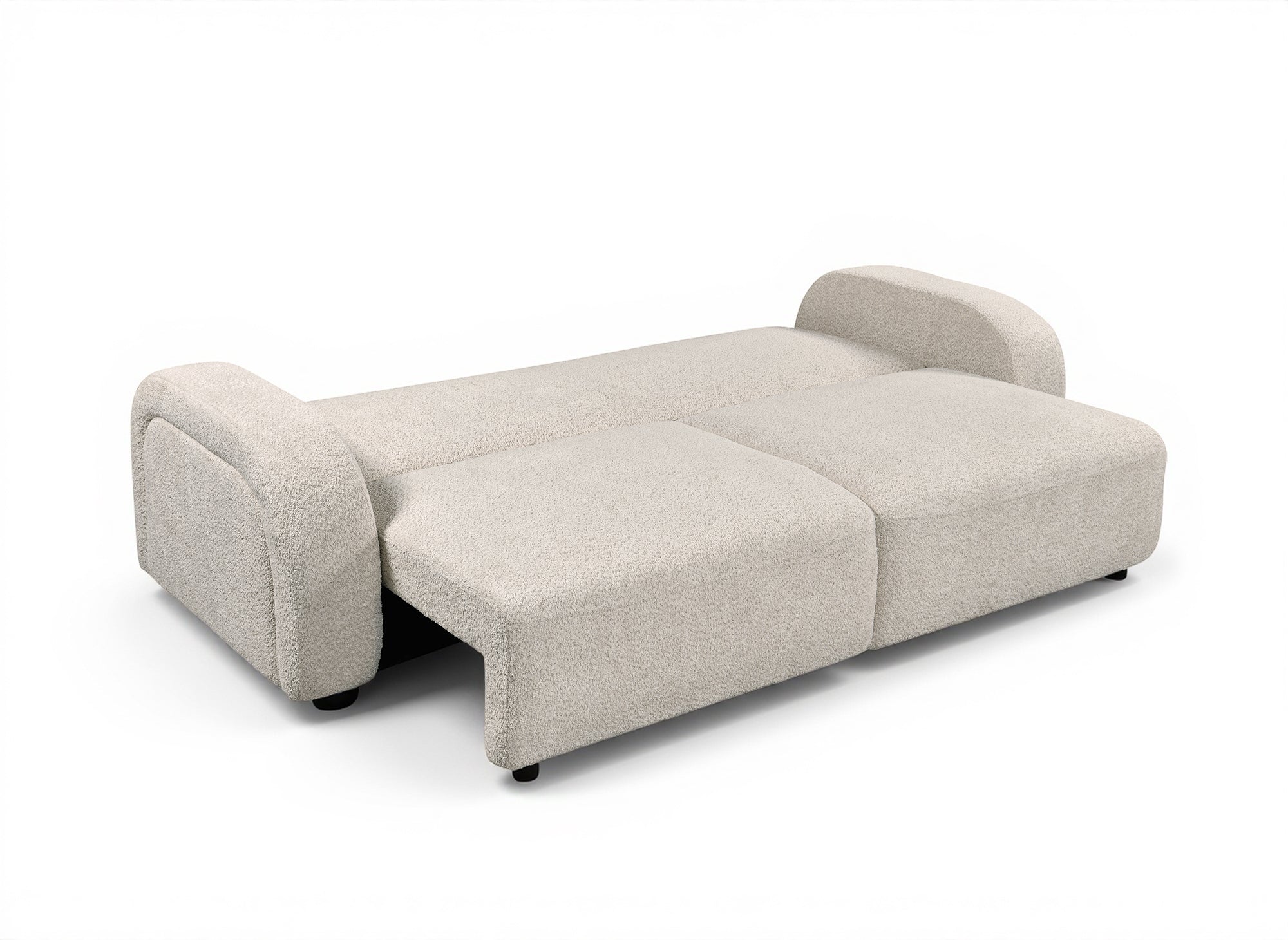 Canapé convertible 3 places en tissu bouclette écru MAYORA