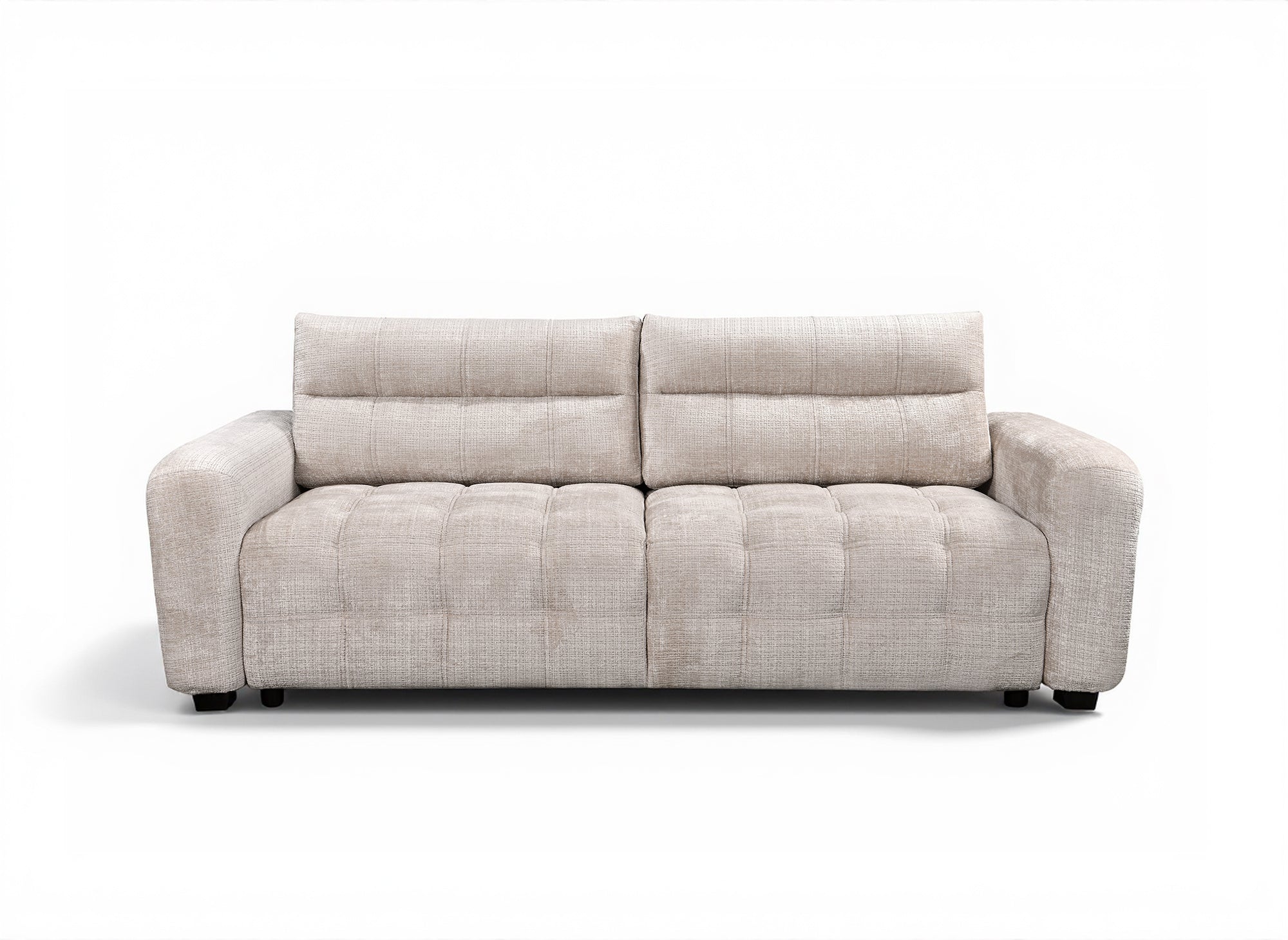 Canapé convertible avec coffre 3 places en velours chiné beige RALYA