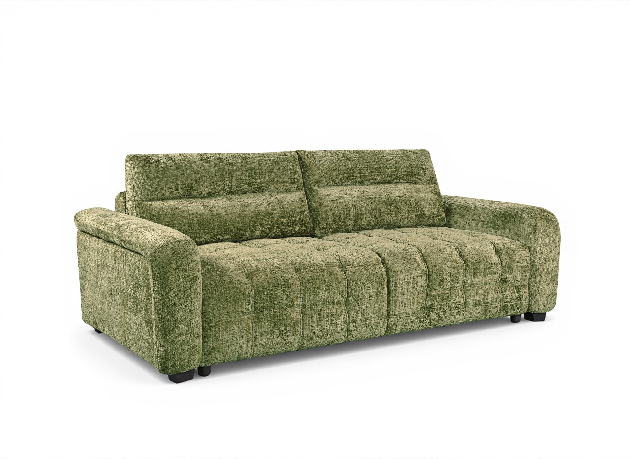 Canapé convertible avec coffre 3 places en velours chiné vert olive RALYA