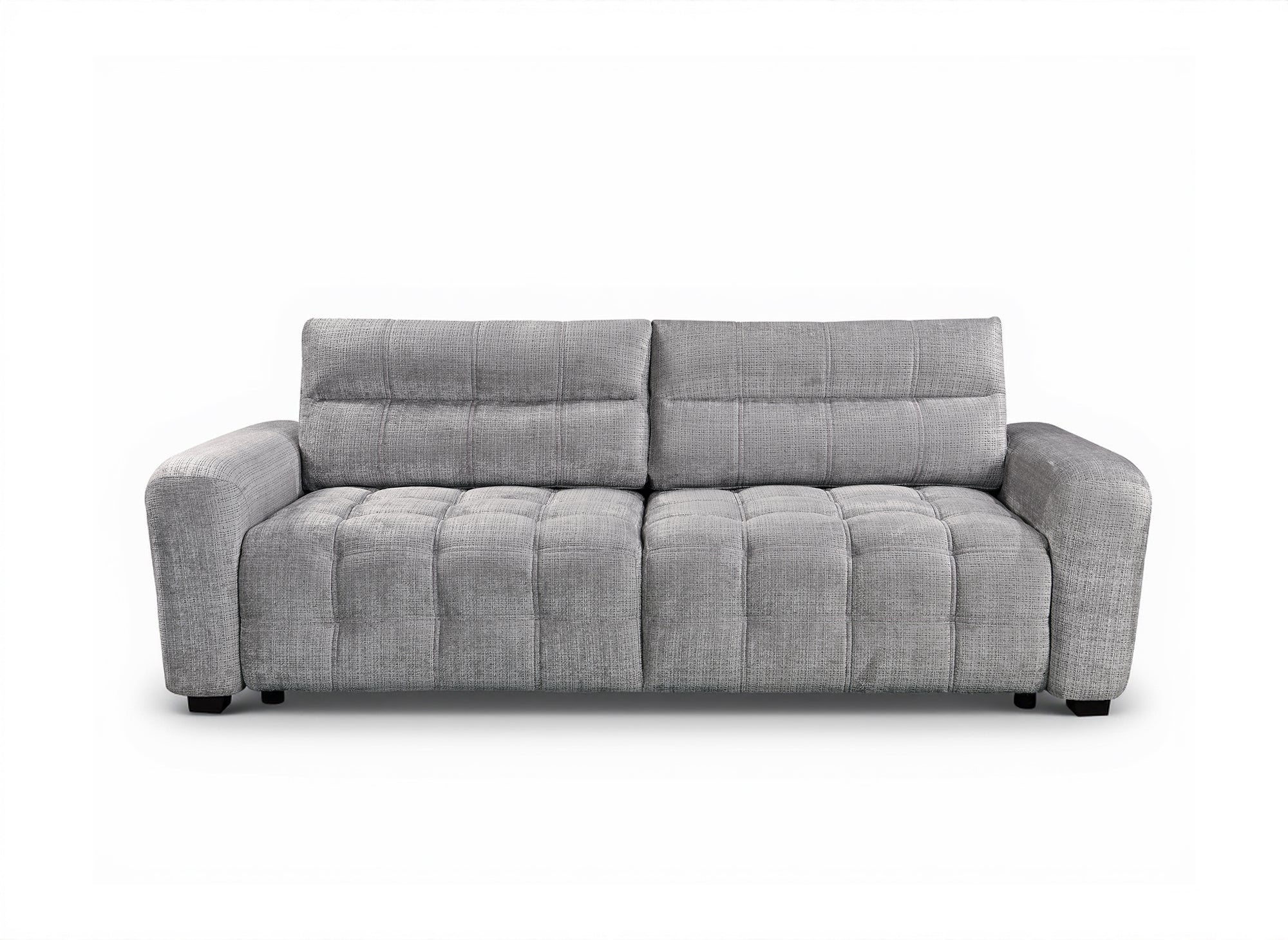 Canapé convertible avec coffre 3 places en velours chiné gris RALYA