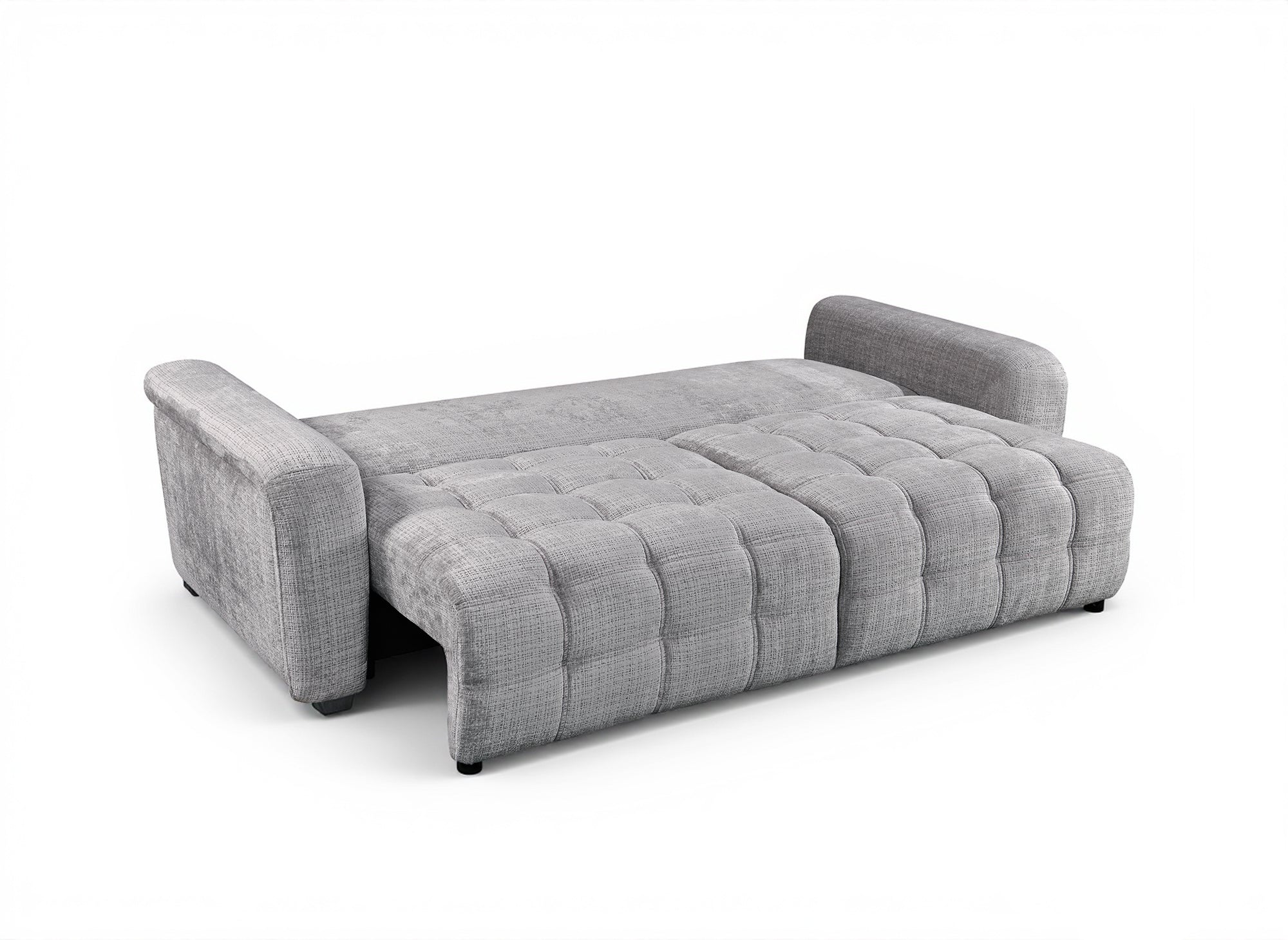 Canapé convertible avec coffre 3 places en velours chiné gris RALYA