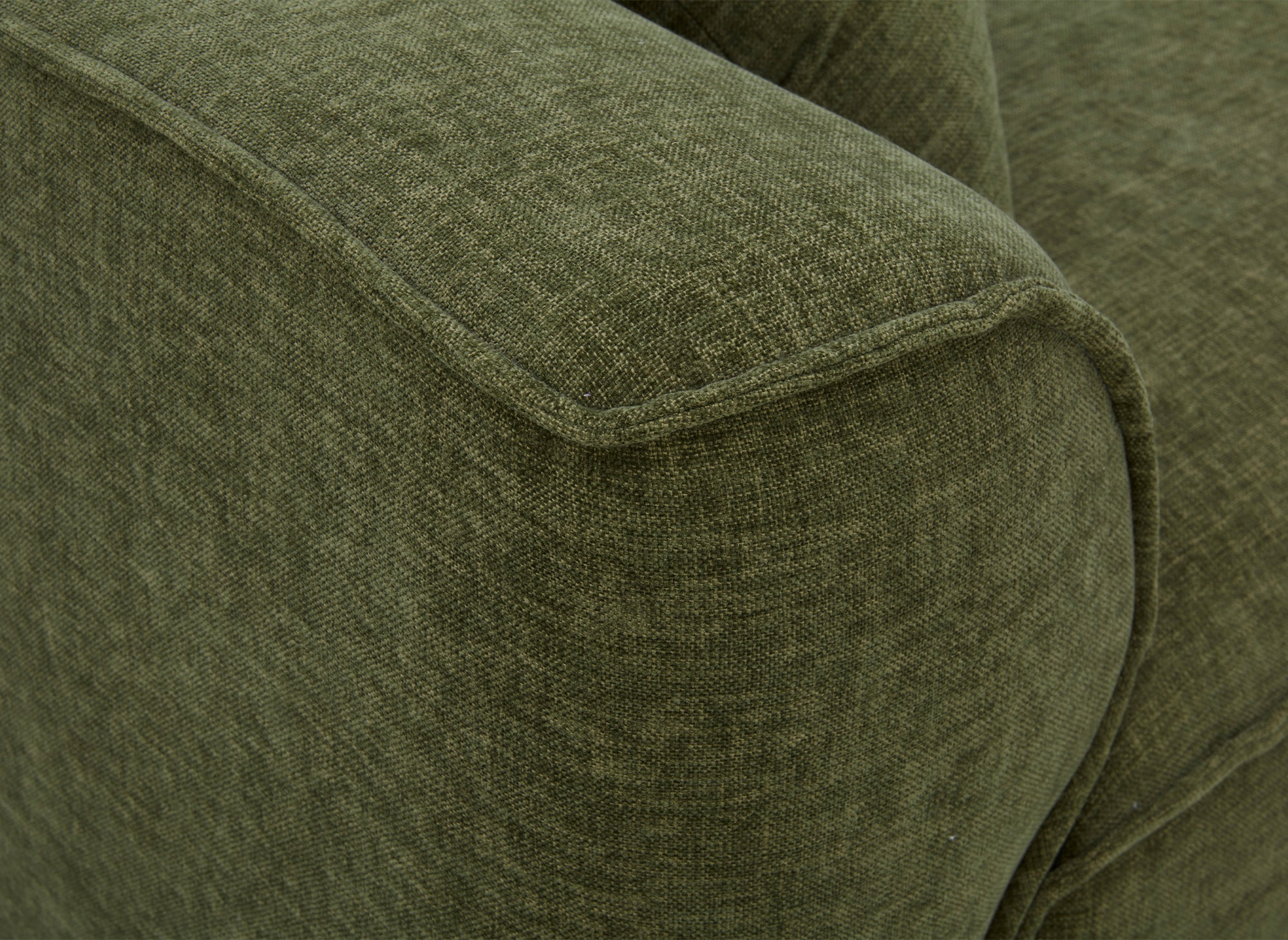 Canapé droit 3 places en velours chiné vert olive ABELIA