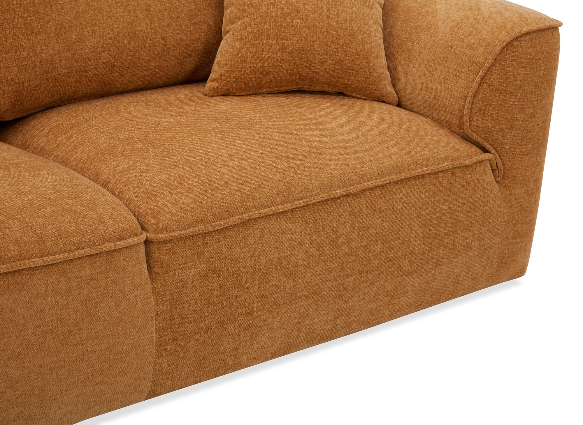 Canapé droit 3 places en velours chiné moutarde ABELIA