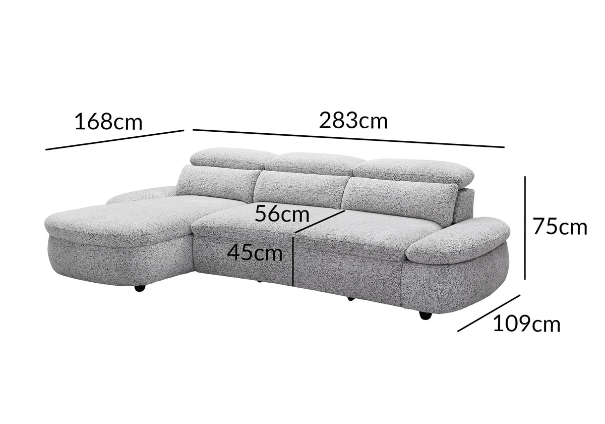 Canapé d'angle relax électrique en tissu bouclette gris CLEMENT - Angle gauche
