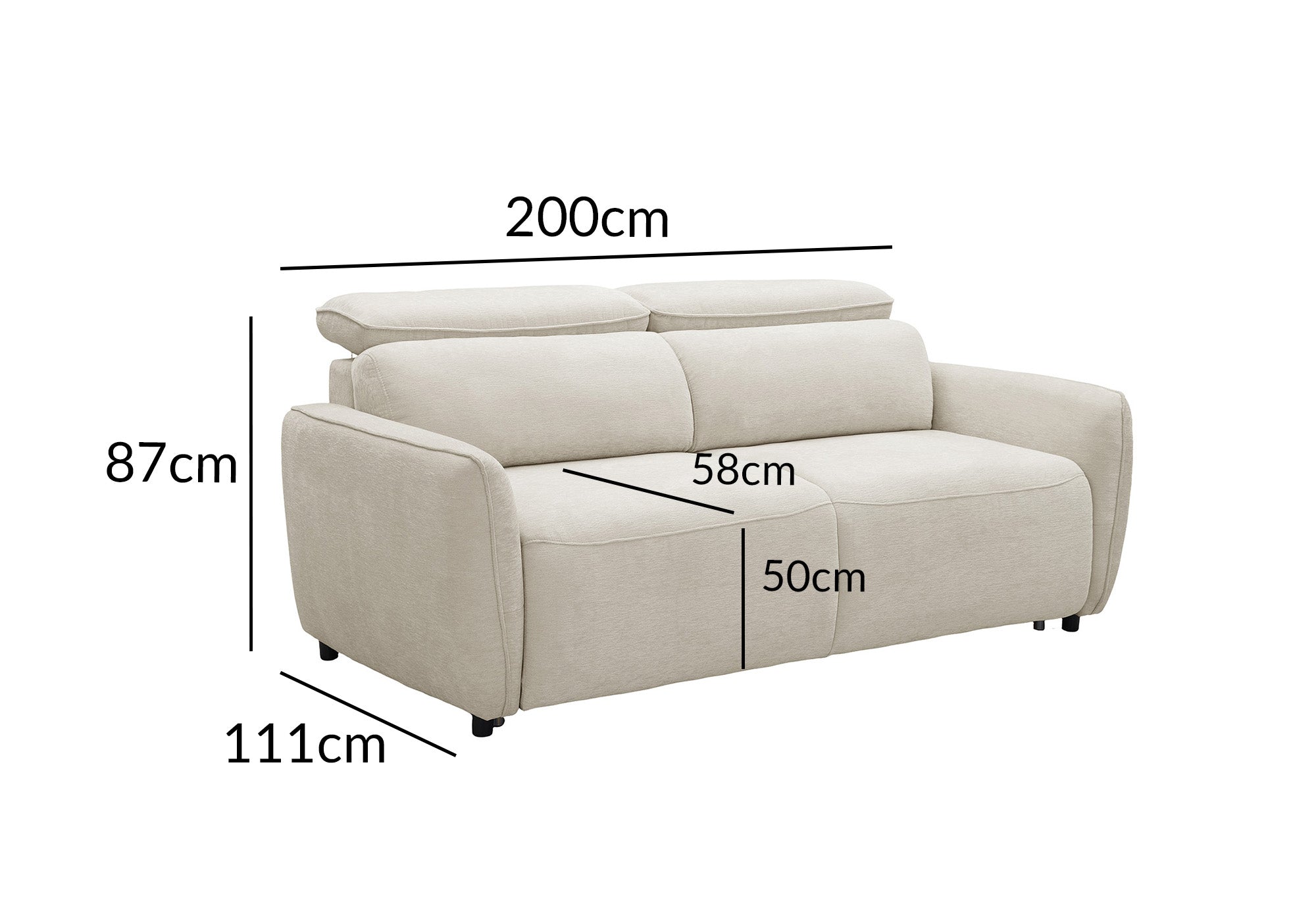 Canapé convertible express 3 places en tissu texturé beige JACINTHE