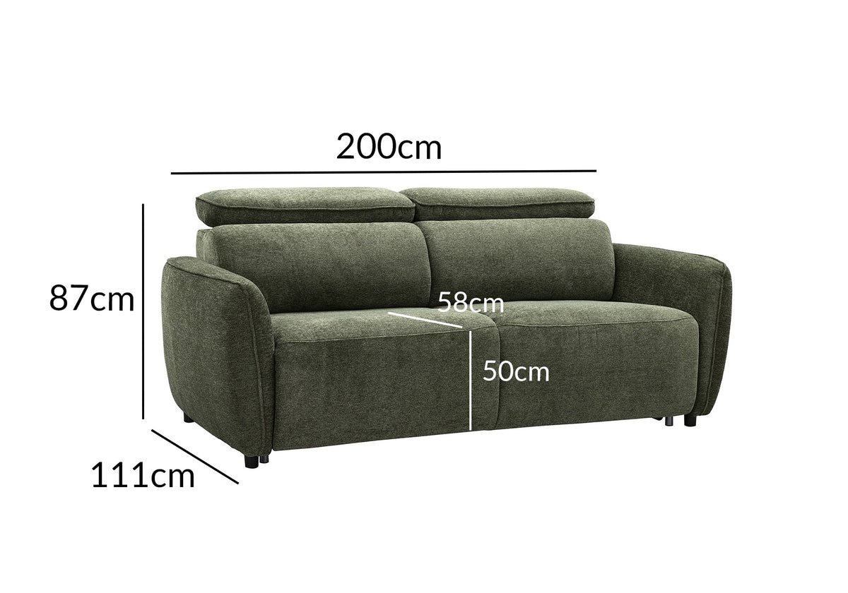 Canapé convertible express 3 places en tissu texturé vert JACINTHE