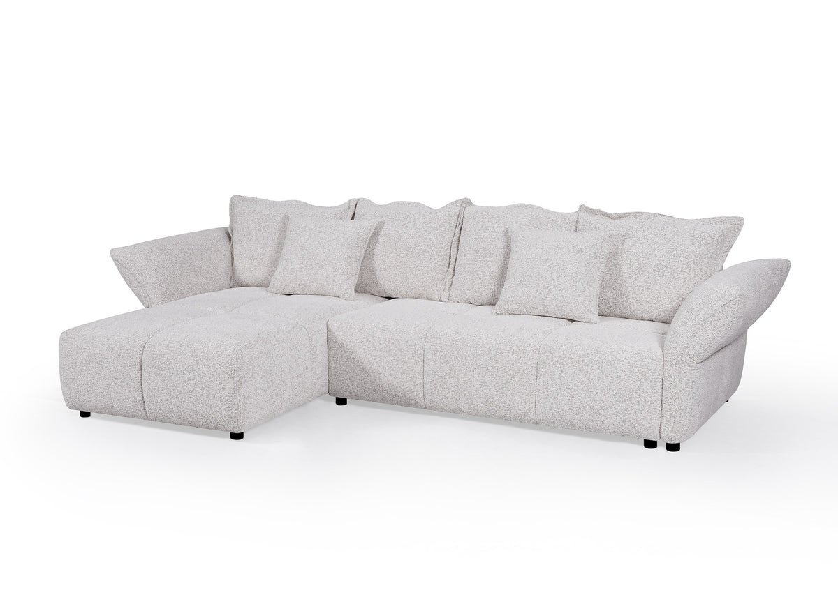Canapé d'angle convertible réversible en velours tissé beige BELINE
