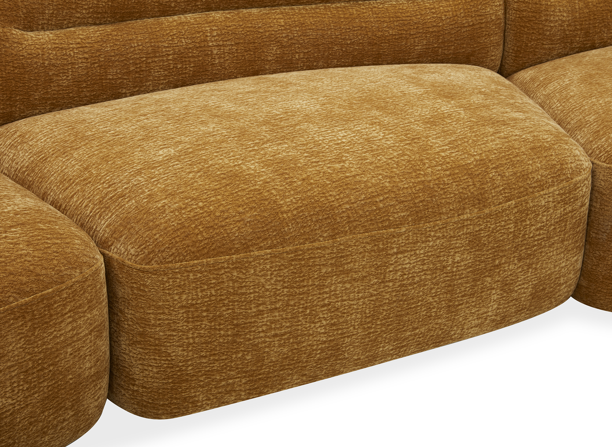 Canapé droit 5 places en velours tissé moutarde IMENIA