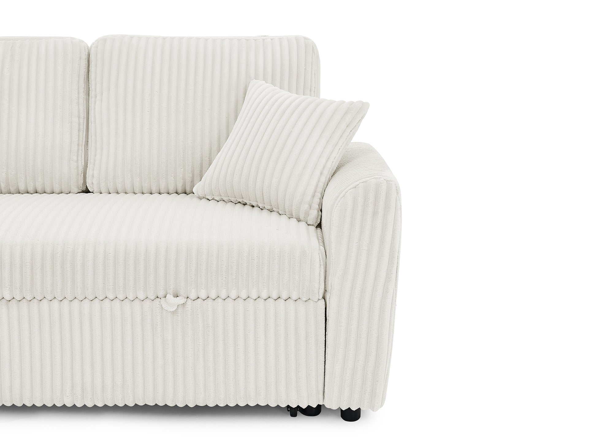 Canapé panoramique convertible avec coffres en velours côtelé épais beige ADRYEN