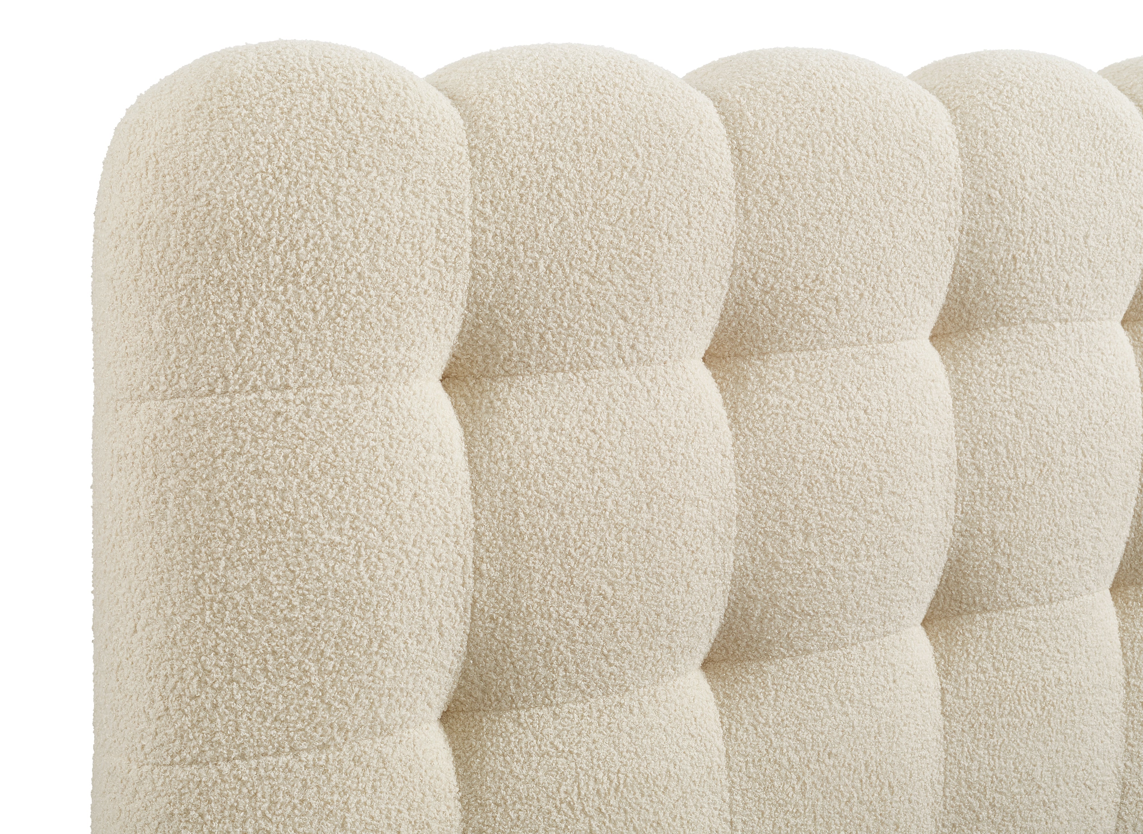 Lit coffre en tissu bouclette beige 160x200 cm BISCUIT