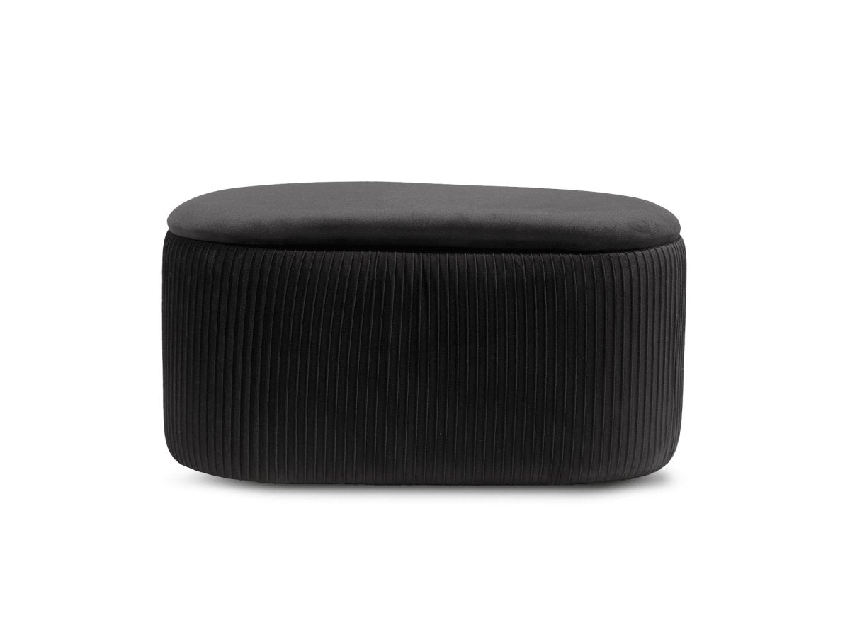 Banquette avec coffre de rangement en velours noir MERY - DécoInParis