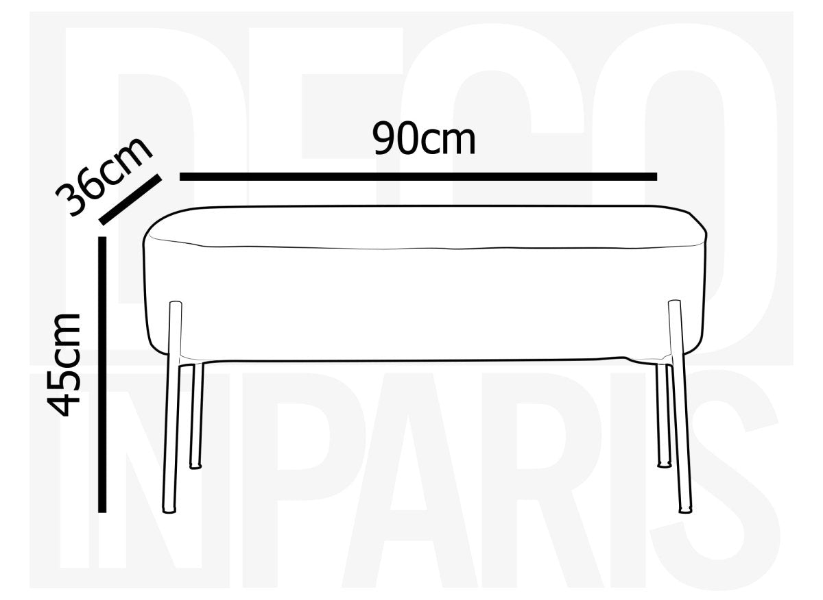 Banquette en tissu effet peau de mouton gris et pieds en métal noir LEYAN - DécoInParis