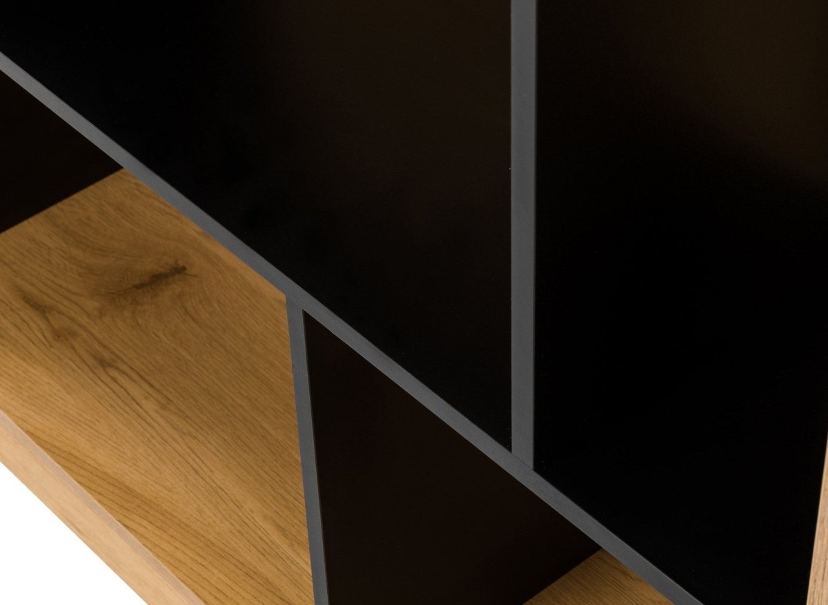 Bibliothèque design en bois noir et chêne 9 niches OFELIA - DécoInParis