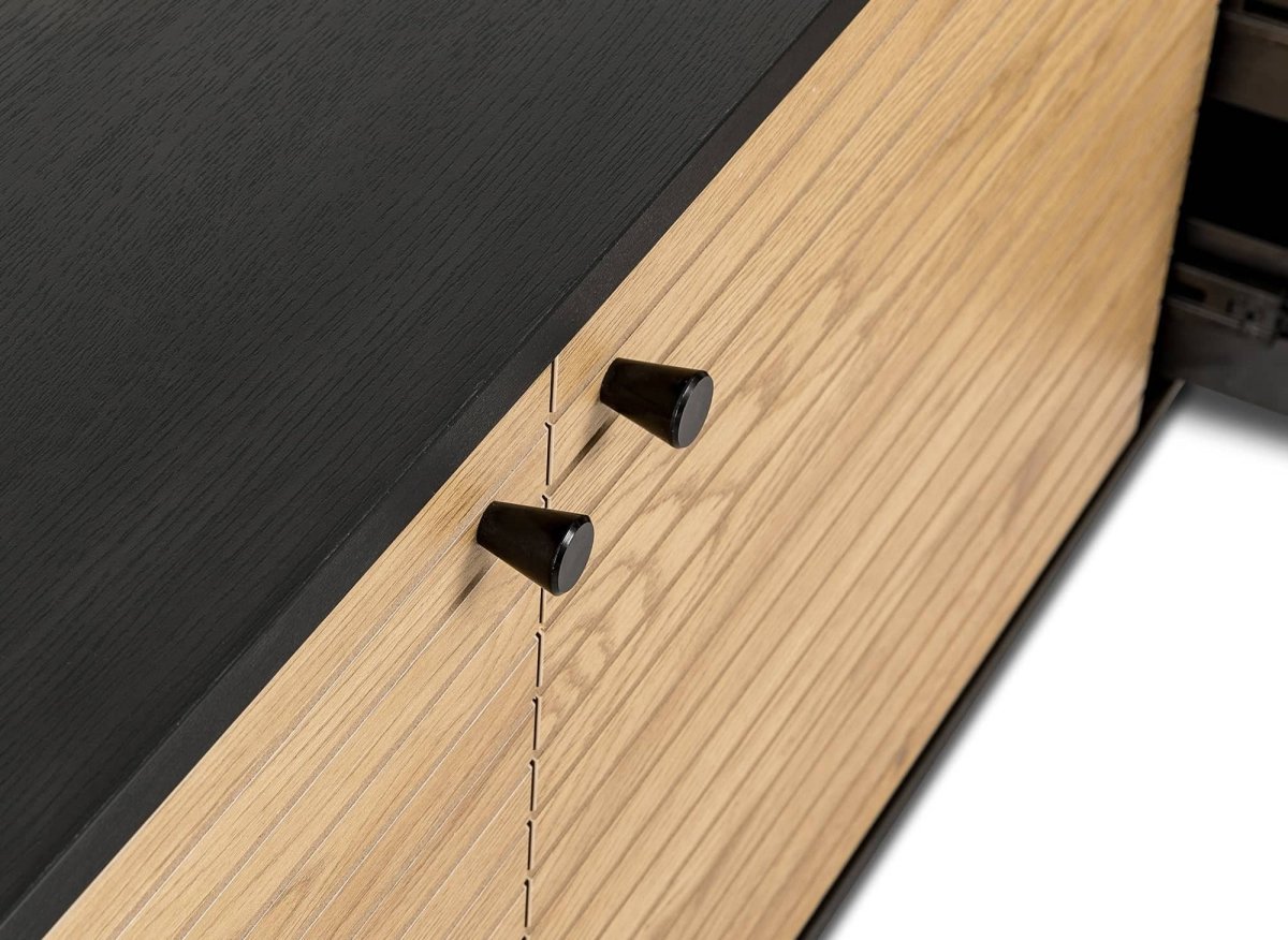 Buffet enfilade 3 tiroirs 2 portes en bois et métal noir DARYL - DécoInParis