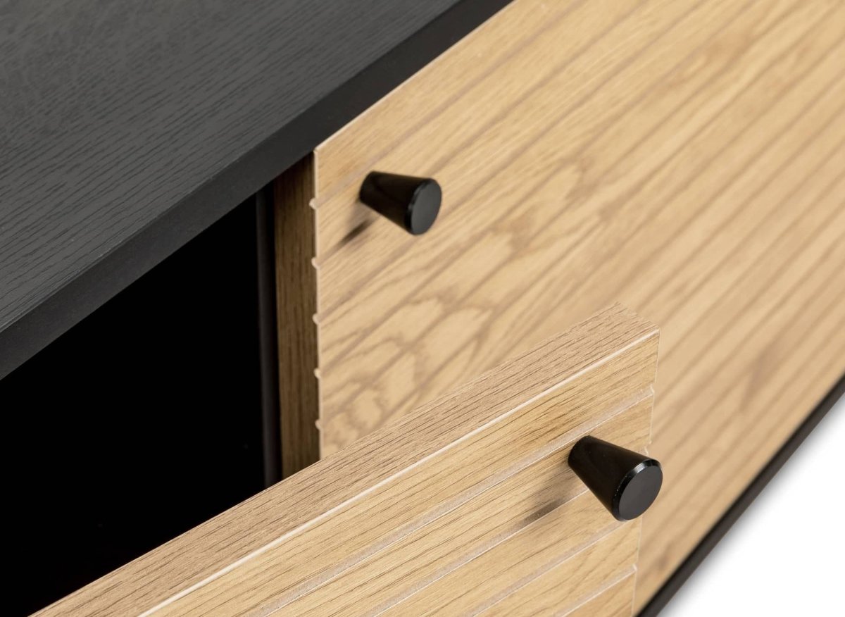 Buffet enfilade 3 tiroirs 2 portes en bois et métal noir DARYL - DécoInParis