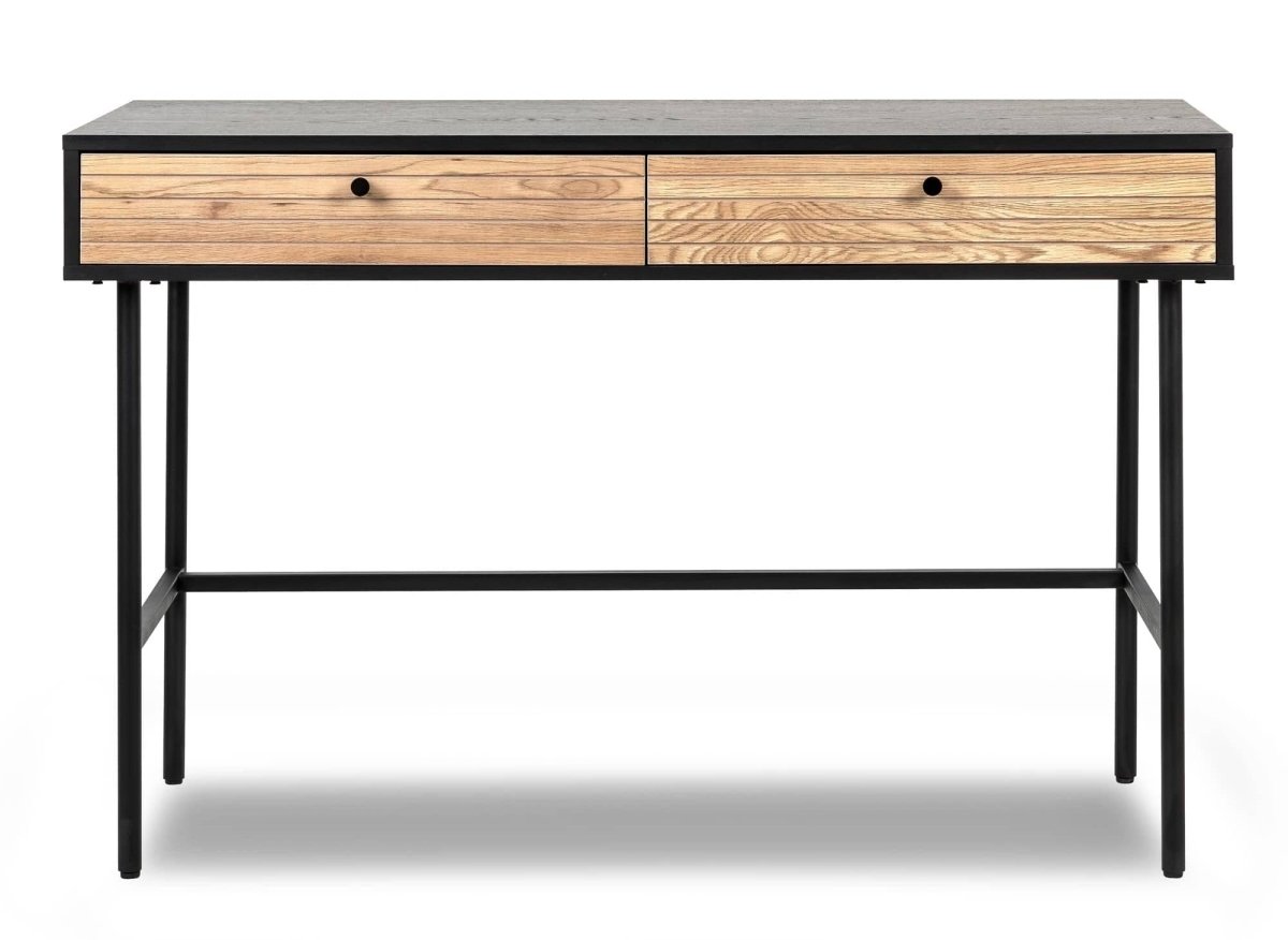 Bureau 2 tiroirs en bois et métal noir DARYL - DécoInParis