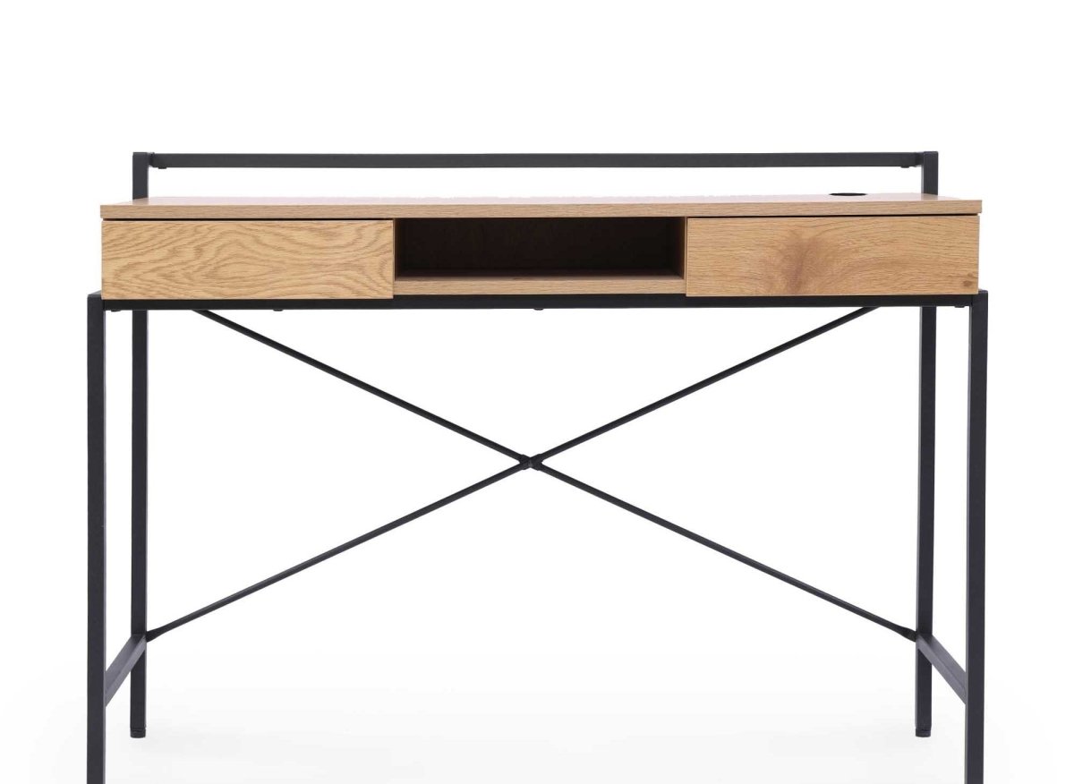 Bureau compact design industriel en bois et métal EDMOND - DécoInParis