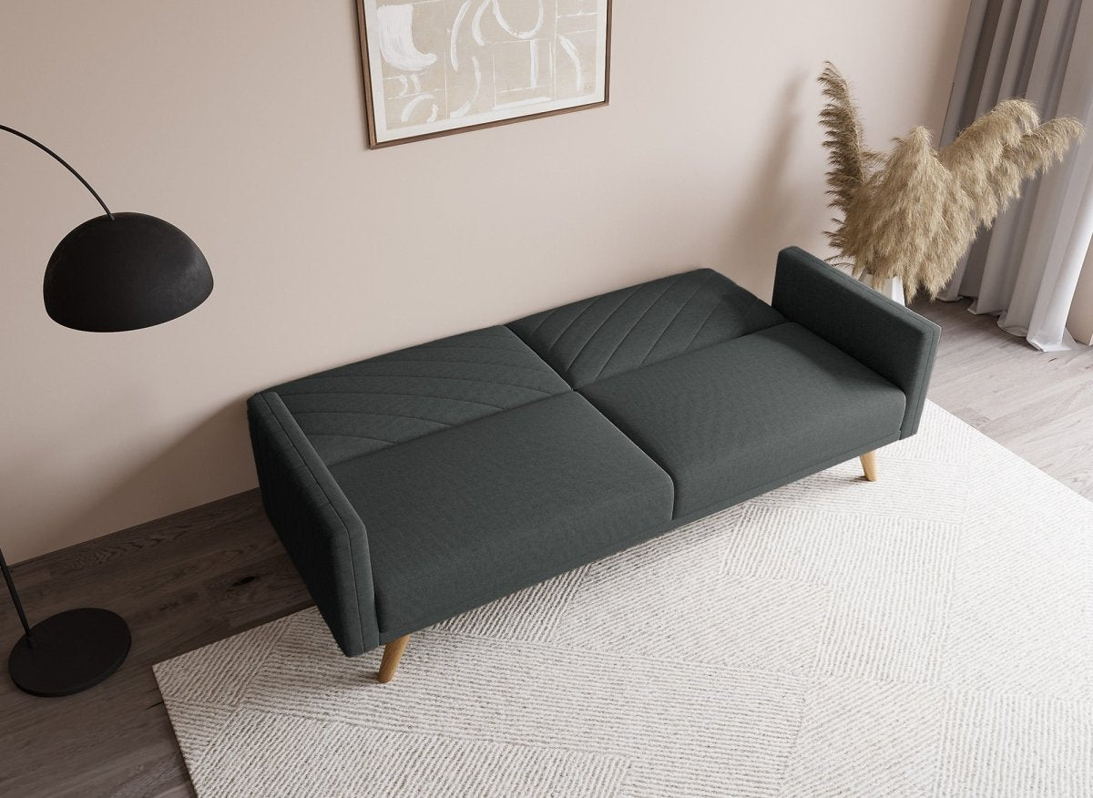 Canapé 3 places convertible scandinave en tissu gris foncé BALDER - DécoInParis