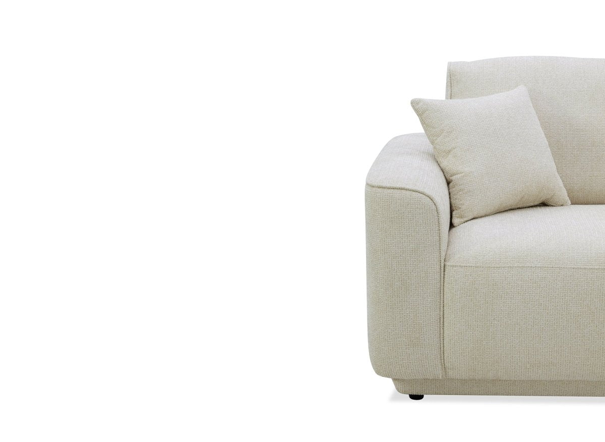 Canapé 3 places en velours chiné beige CARLOTA - DécoInParis