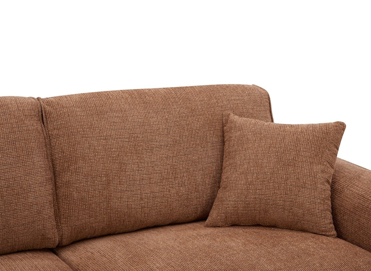Canapé 3 places en velours chiné terracotta CARLOTA - DécoInParis