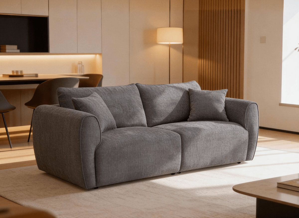 Canapé 3 places en velours texturé gris NALYA - DécoInParis