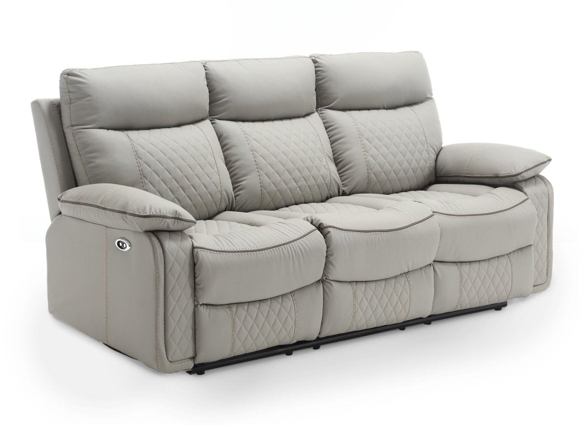 Canapé 3 places relax électrique en simili cuir gris clair ELISE - DécoInParis