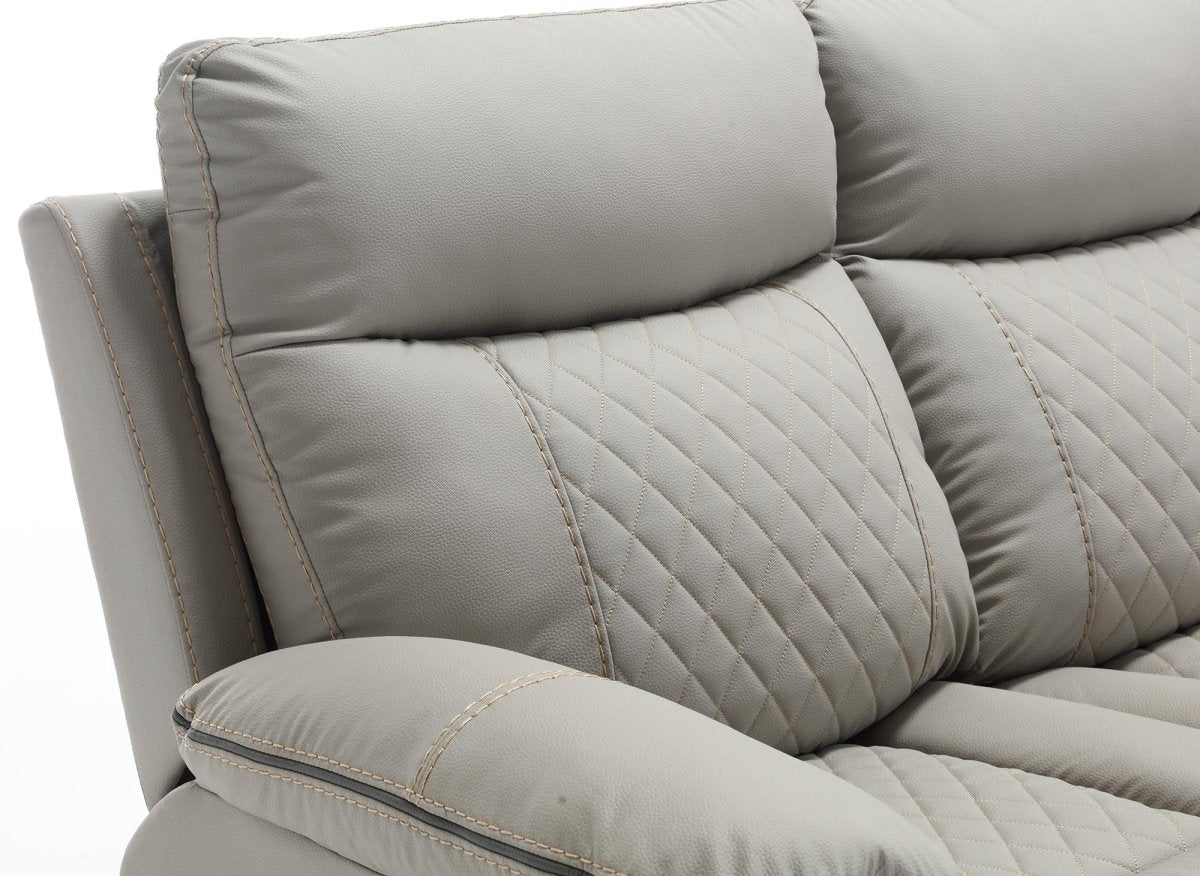 Canapé 3 places relax électrique en simili cuir gris clair ELISE - DécoInParis